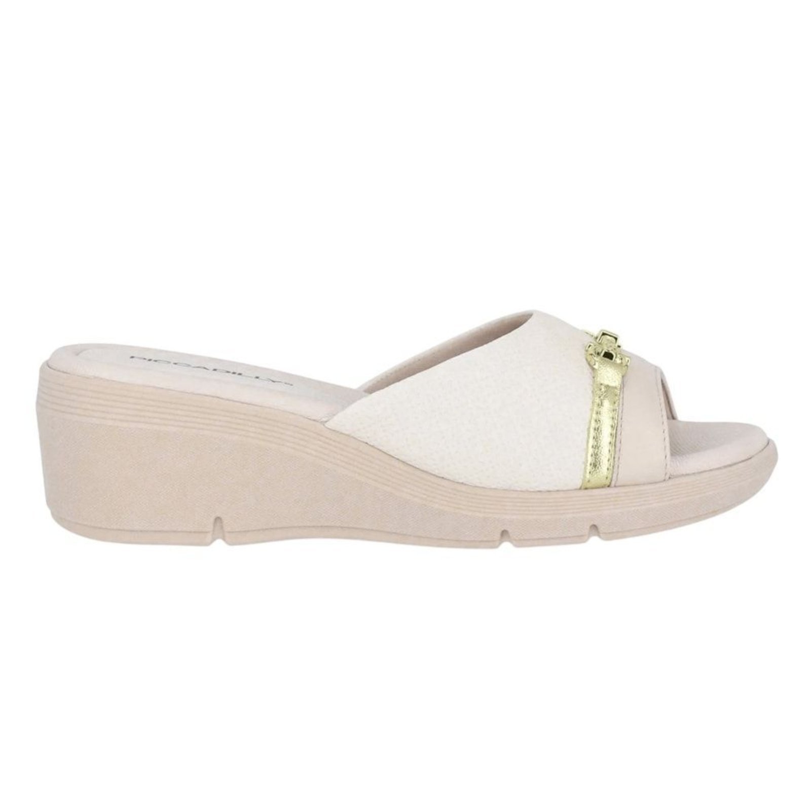 Tamanco Piccadilly Cecília Salto Anabela Médio Feminino – Bege – piccadilly