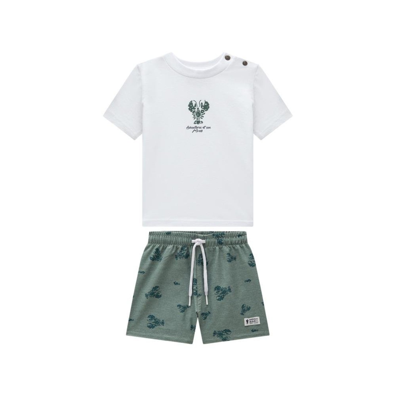 Infantil - Conjunto de Camiseta e Bermuda Onda Marinha Branco 1 Branco