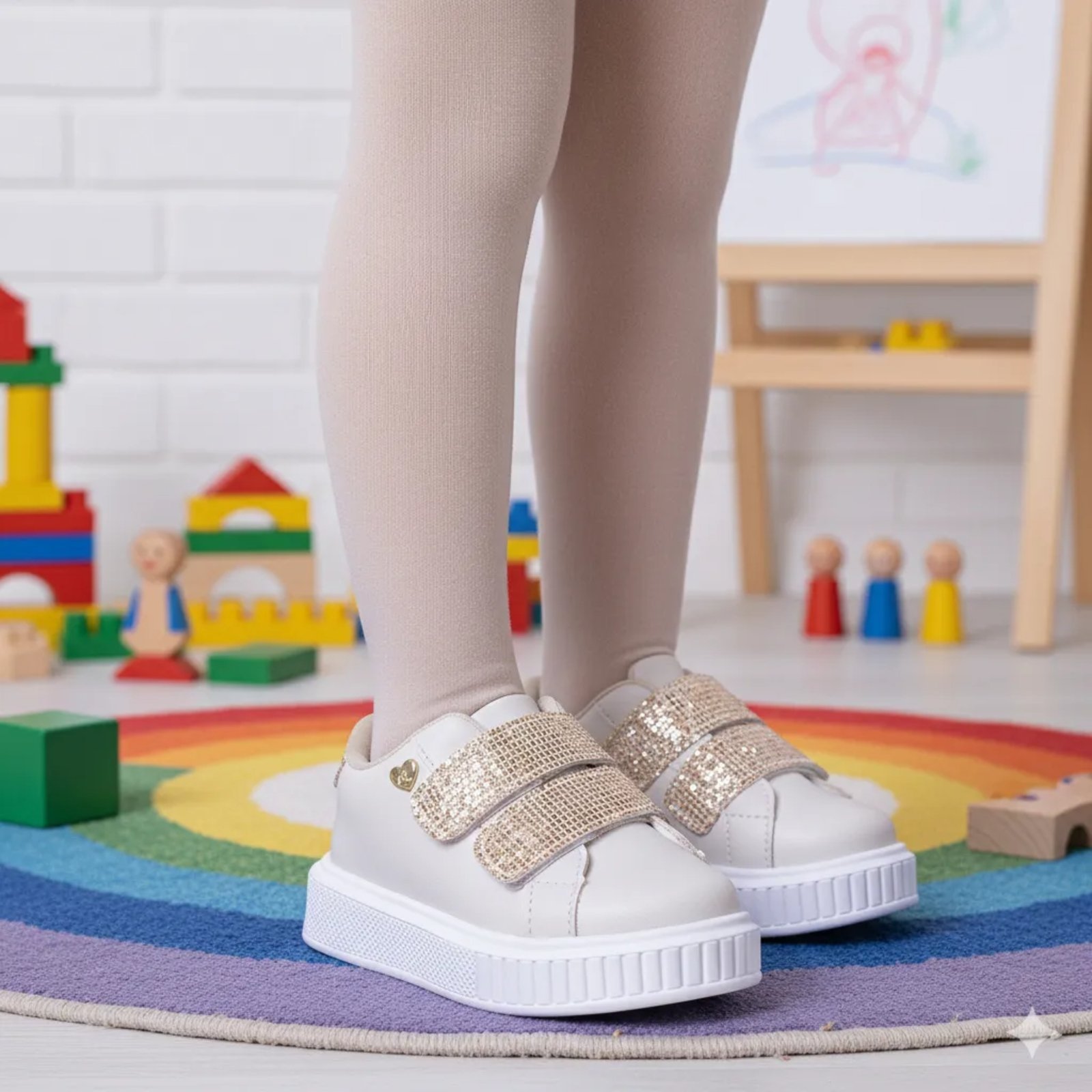 Infantil – Tênis Feminino NilQi Juliette Menina Escolar Moda Casual Conforto Macio Off White