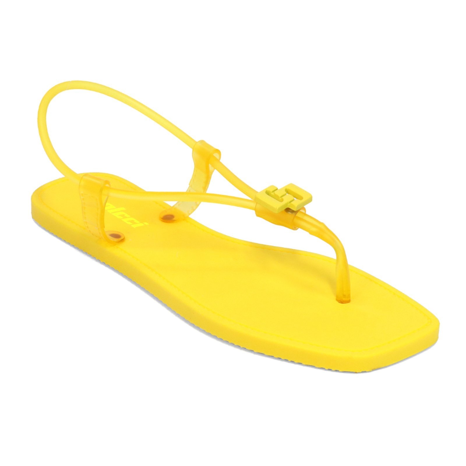 Rasteira Serena Colcci Techfit Bico Quadrado com Tira Translúcida Amarelo Mavera