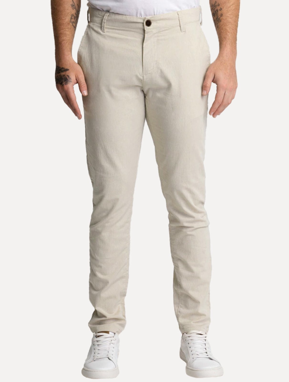 Vista 2 Calça King & Joe Sarja Masculina Slim Areia bege King & Joe bege