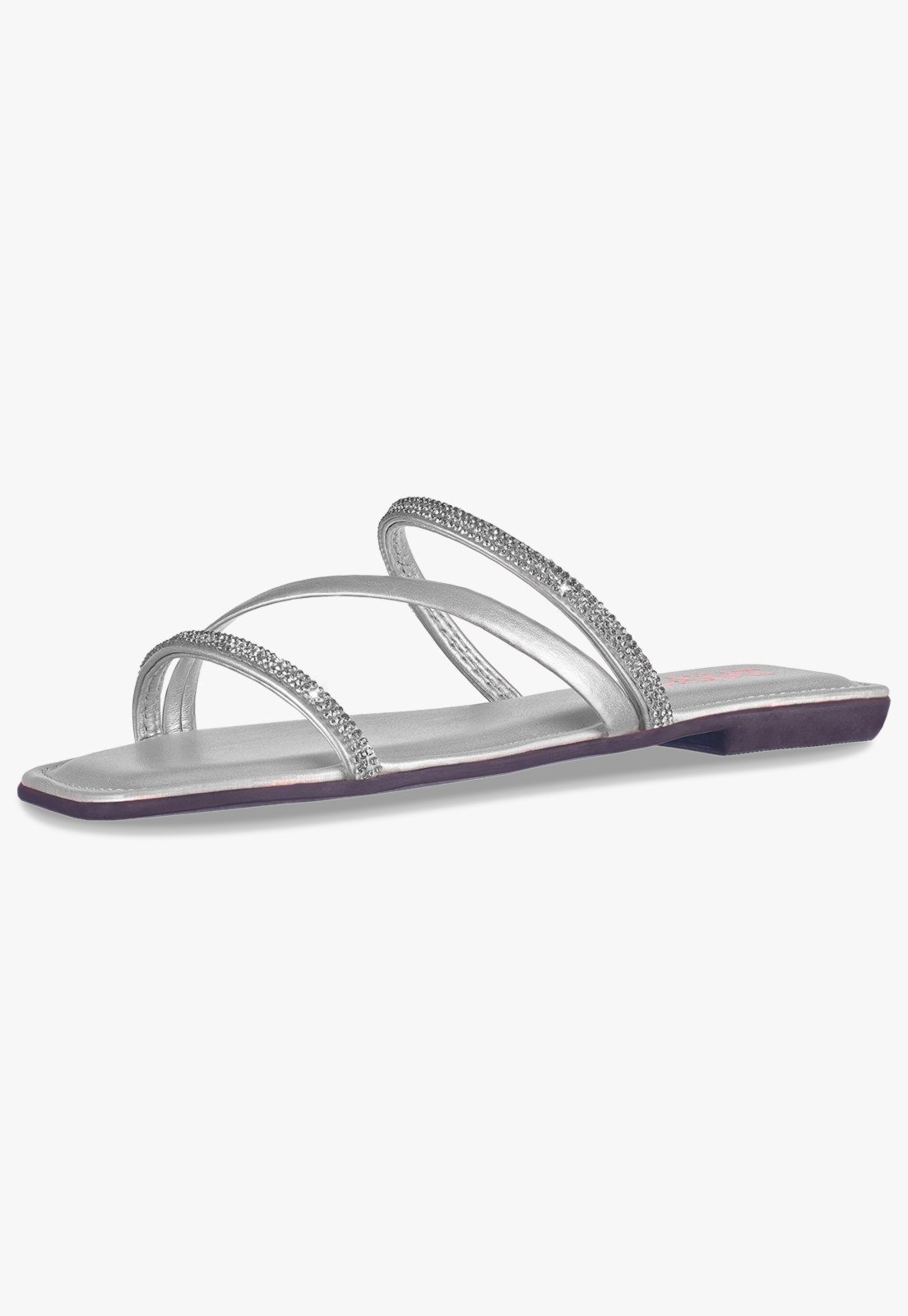 Sandália Rasteira Feminina Flat Tira Cristal com Brilho Moda Verão Confortável