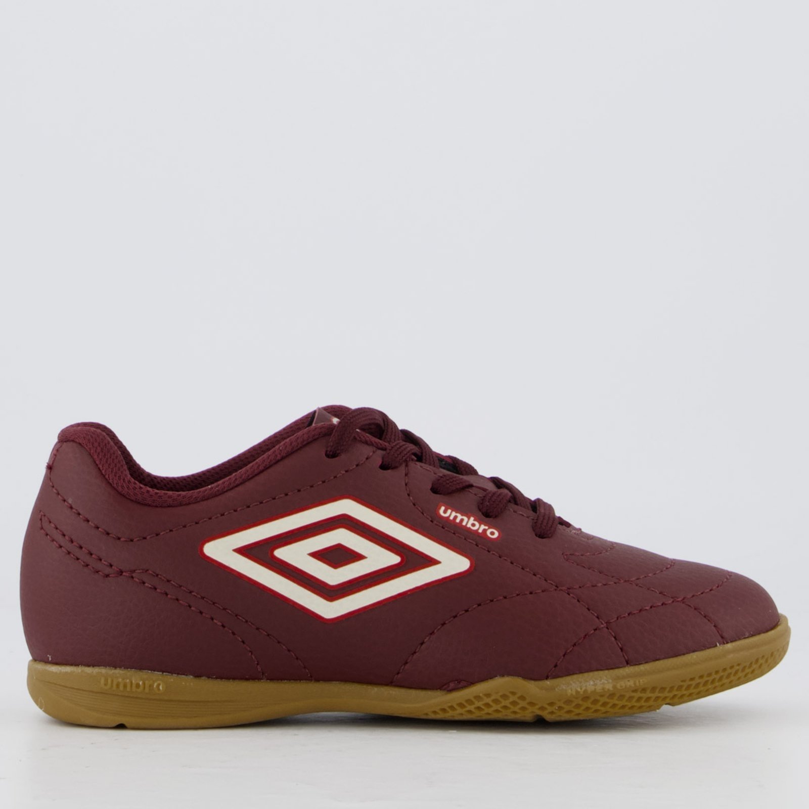 Vista 2 Infantil - Chuteira Umbro Class Footballer Futsal Juvenil Bordô e Branca vermelho Umbro vermelho