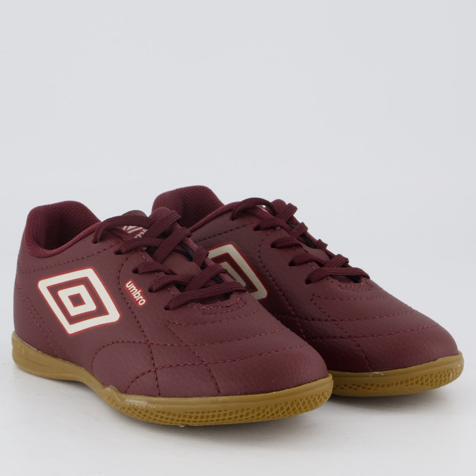 Vista 3 Infantil - Chuteira Umbro Class Footballer Futsal Juvenil Bordô e Branca vermelho Umbro vermelho