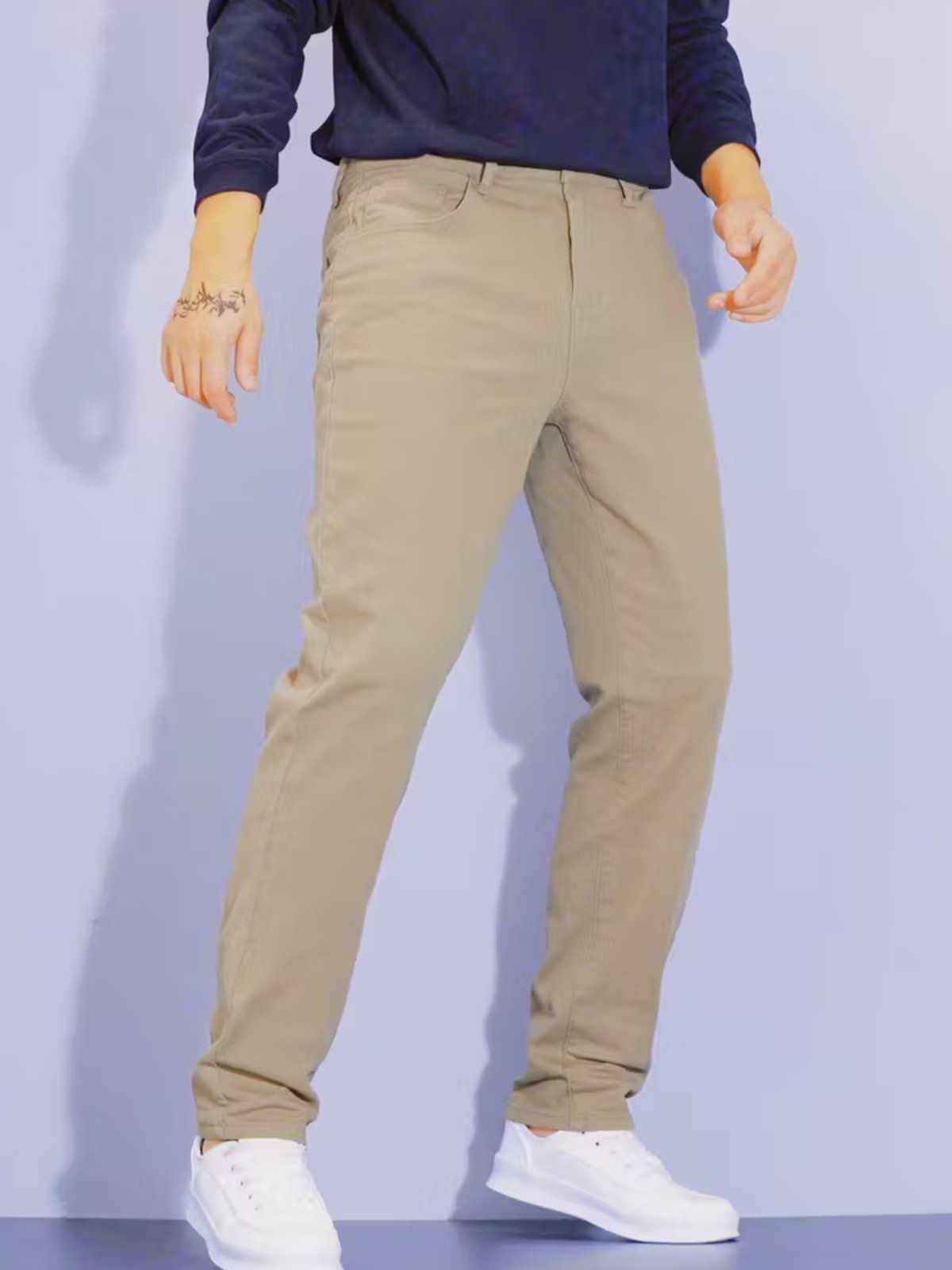 Calça Jeans Sarja 5 Estilos Bege Confortavel e Basica