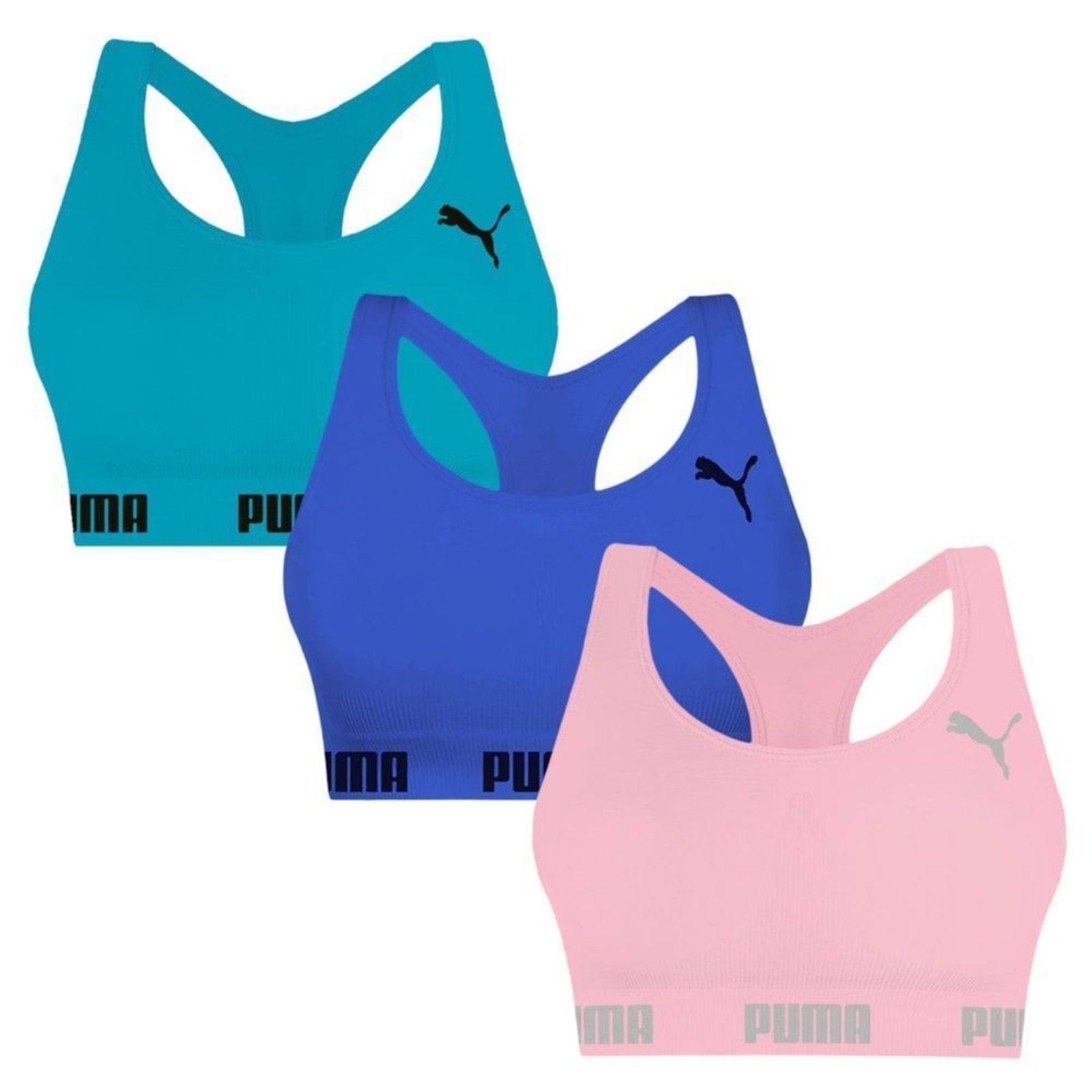 Kit 3 Tops Puma Nadador Sem Costura Feminino – Azul – puma