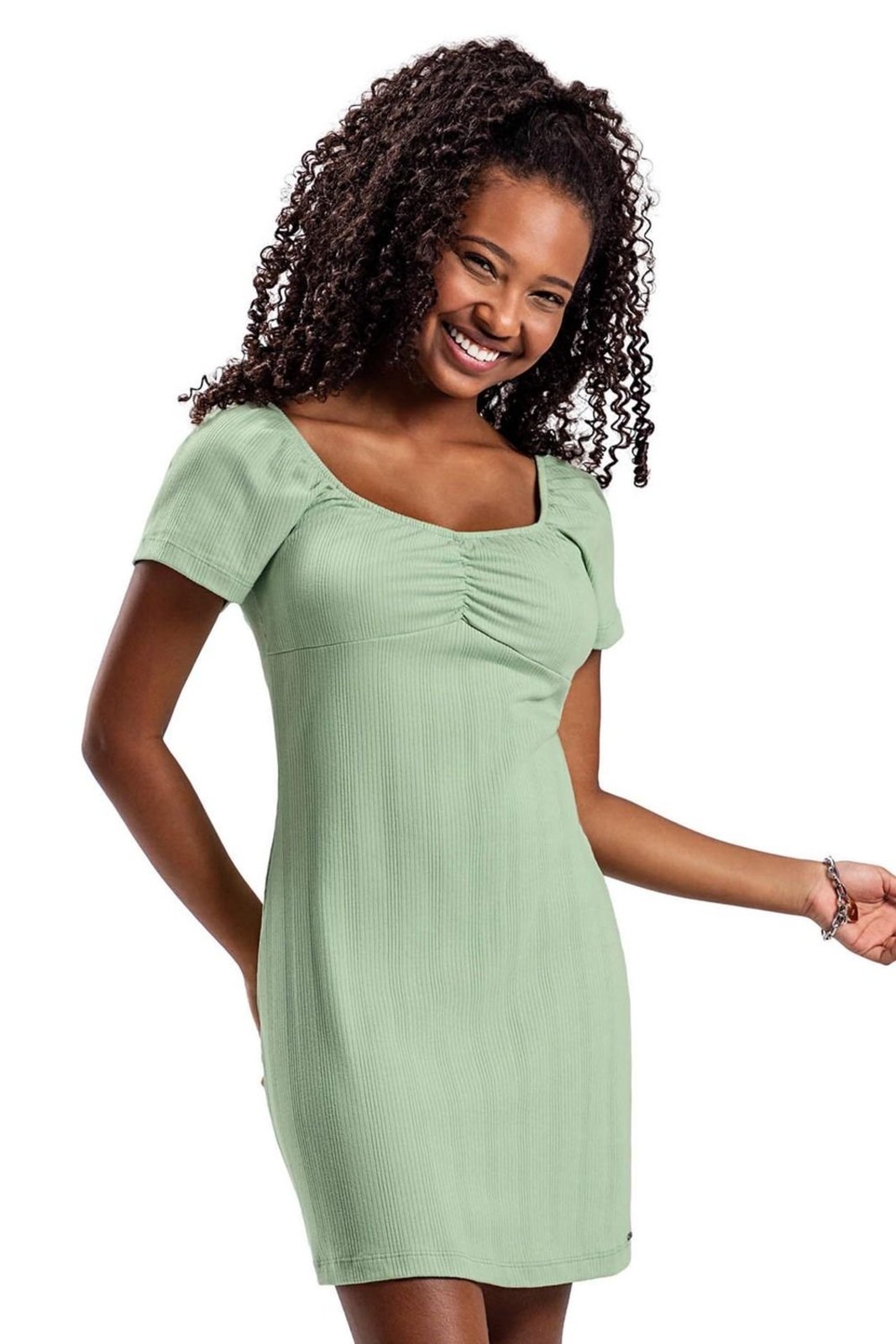 Infantil - Vestido Menina Juvenil Com Franzido Elian Beats Verde