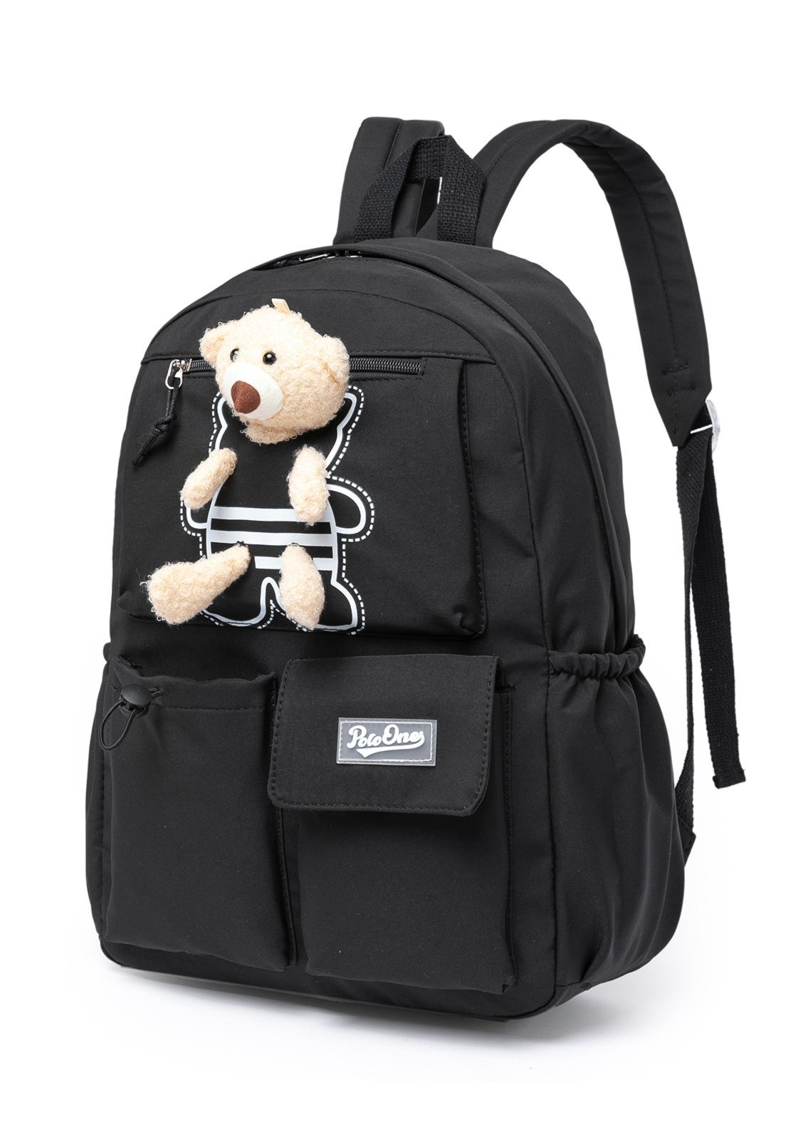 Vista 3 Mochila Polo One Feminina Escolar Juvenil Menina Resistente preto Polo One preto