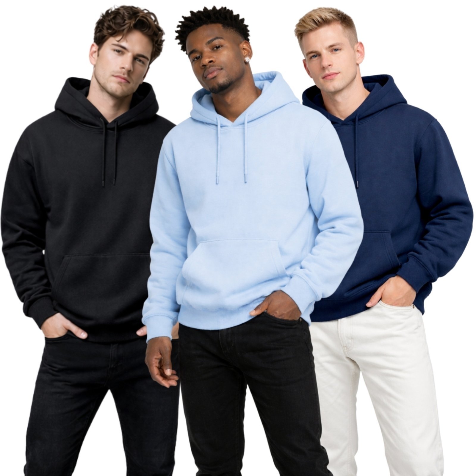 Kit 3 Moletom Modelo Canguru Com Capuz Masculino Liso