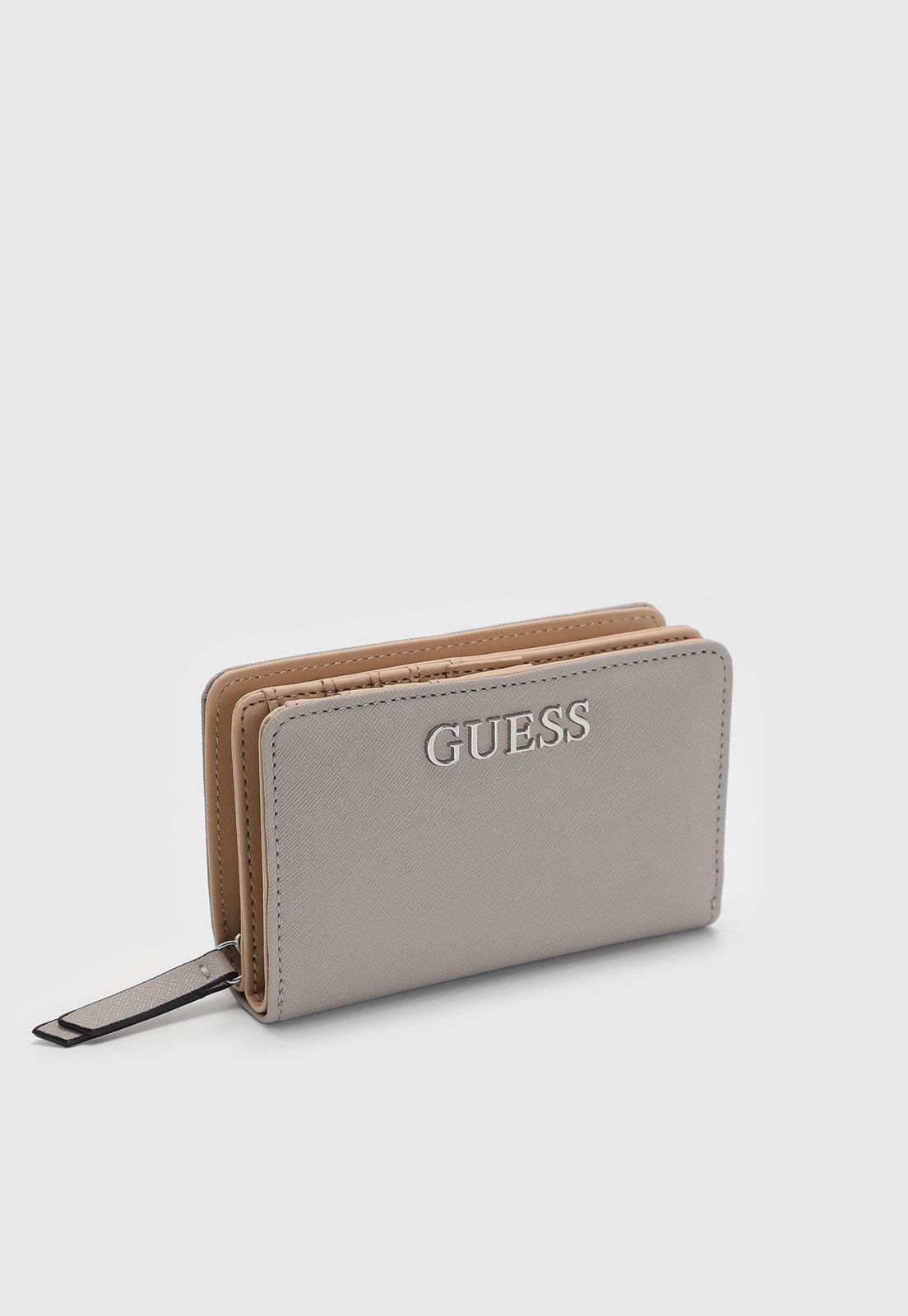 Vista 2 Carteira Feminina Guess Logo Metálico Taupe bege Guess bege