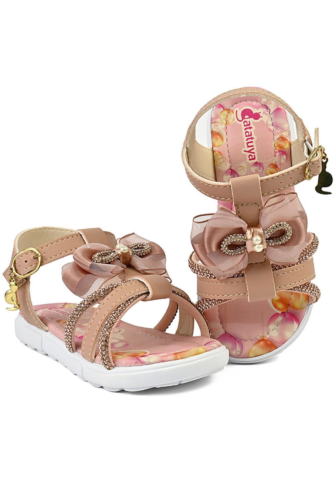 Infantil – Sandália Feminina Laço Menina Luxo Nude/Glitter Mzkid