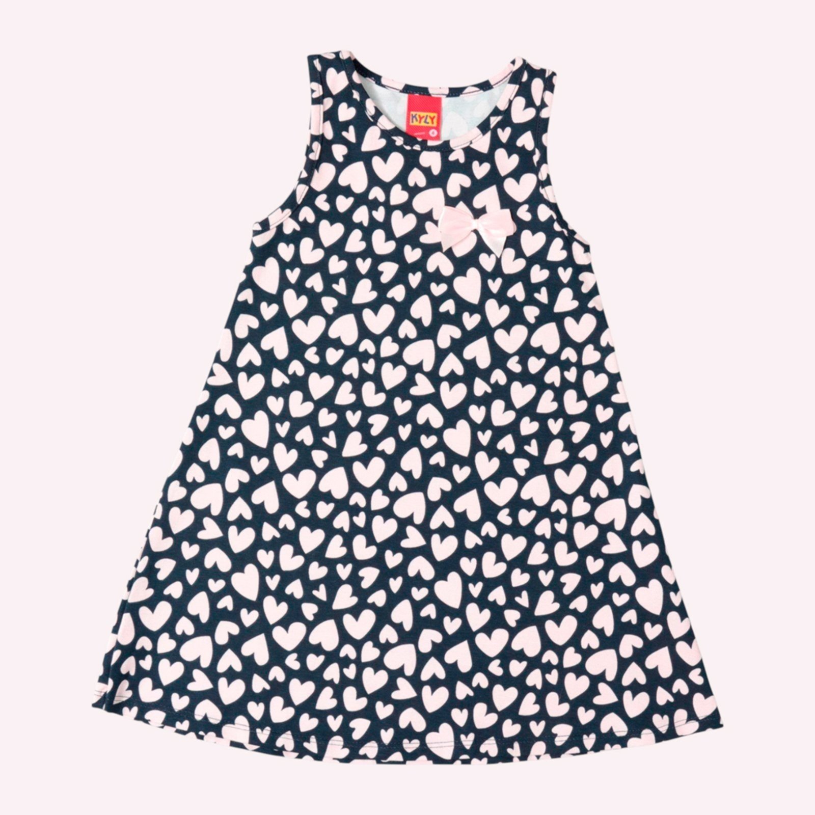 Vista 3 Infantil - Vestido Menina Evasê Coração Kyly rosa Kyly rosa