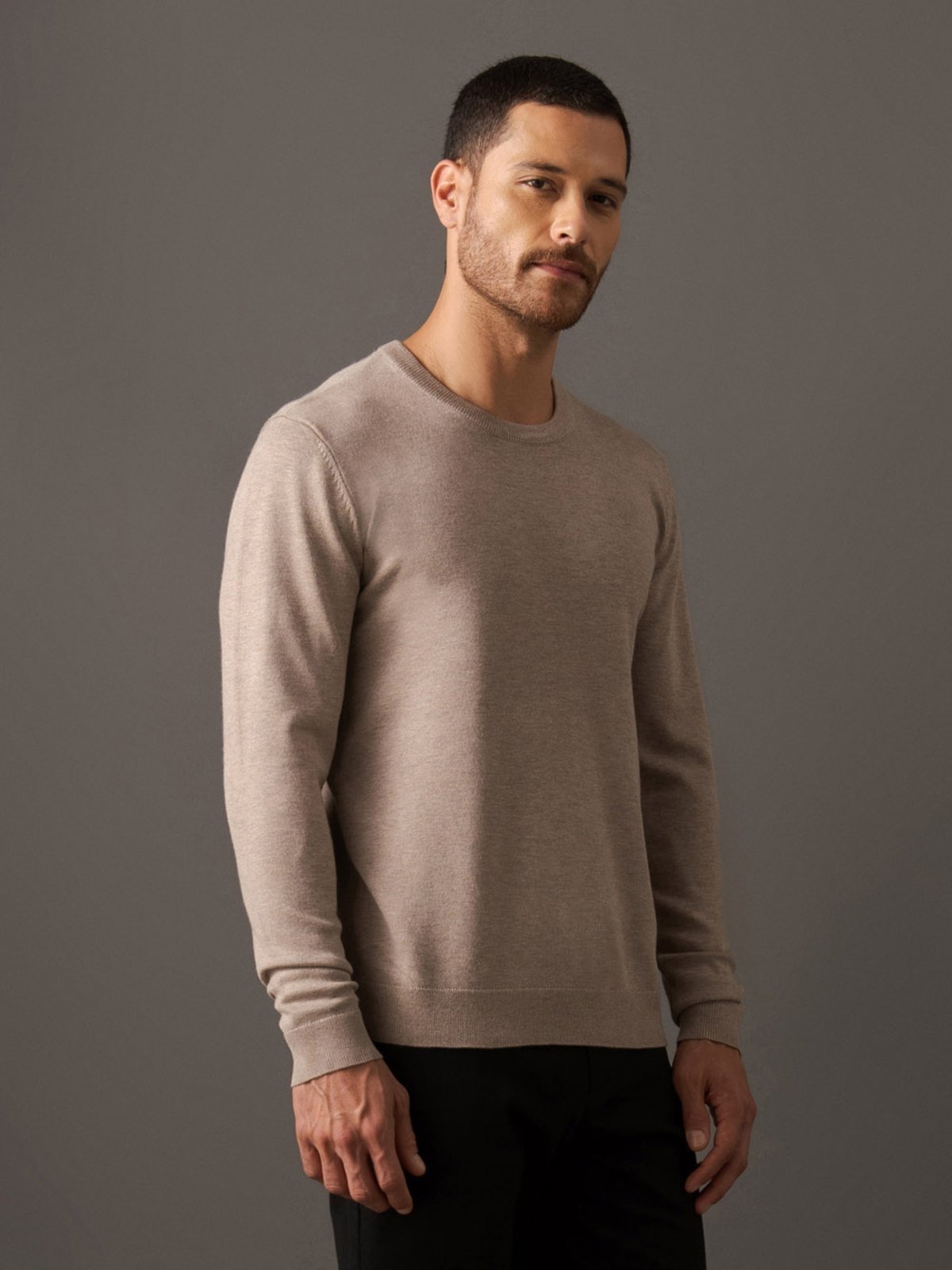 Tricot Masculino Decote Redondo Calvin Klein - Caqui Medio Calvin Klein Jeans