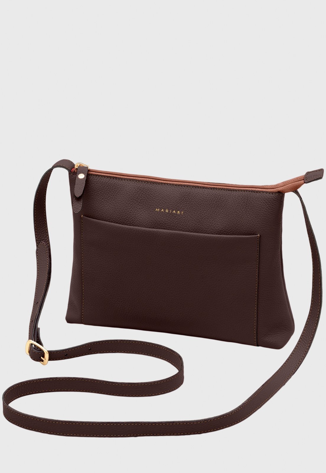 Bolsa Transversal Couro Mariart Orquídea Chocolate