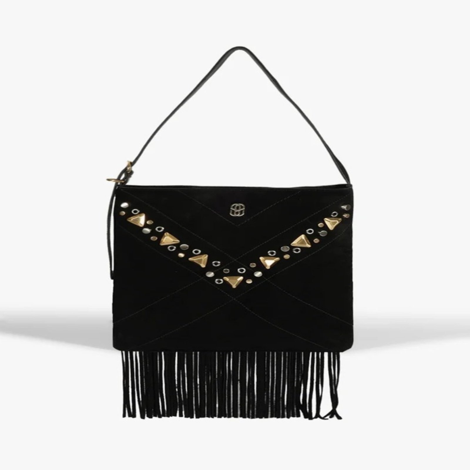Bolsa Schutz Mally Tiracolo Pequena Franjas Preto