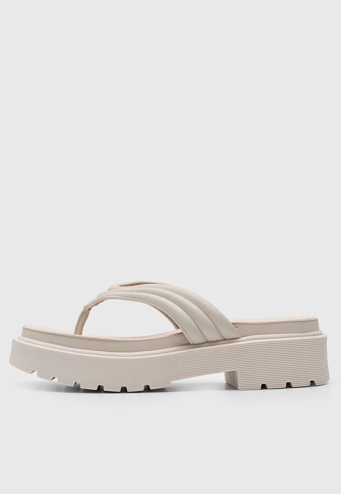 Sandália Feminina Vizzano Salto Médio Bloco Acolchoada Off-White