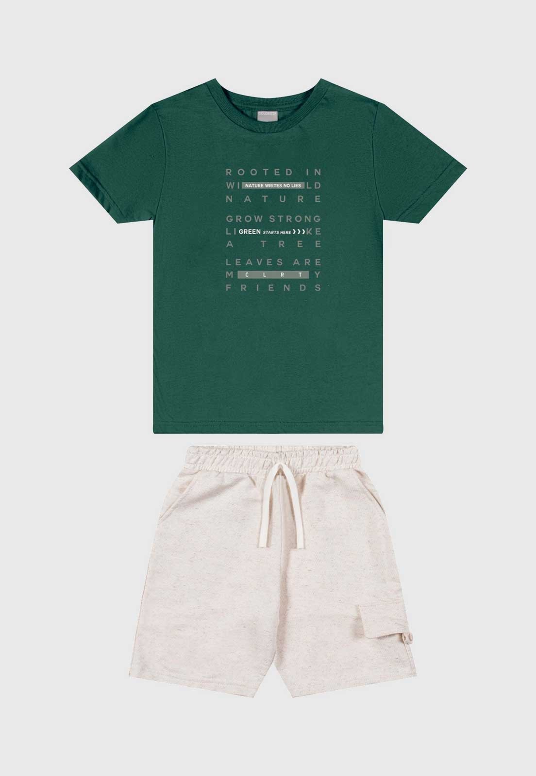 Infantil - Conjunto Curto Colorittá Estampa Mensagem verde