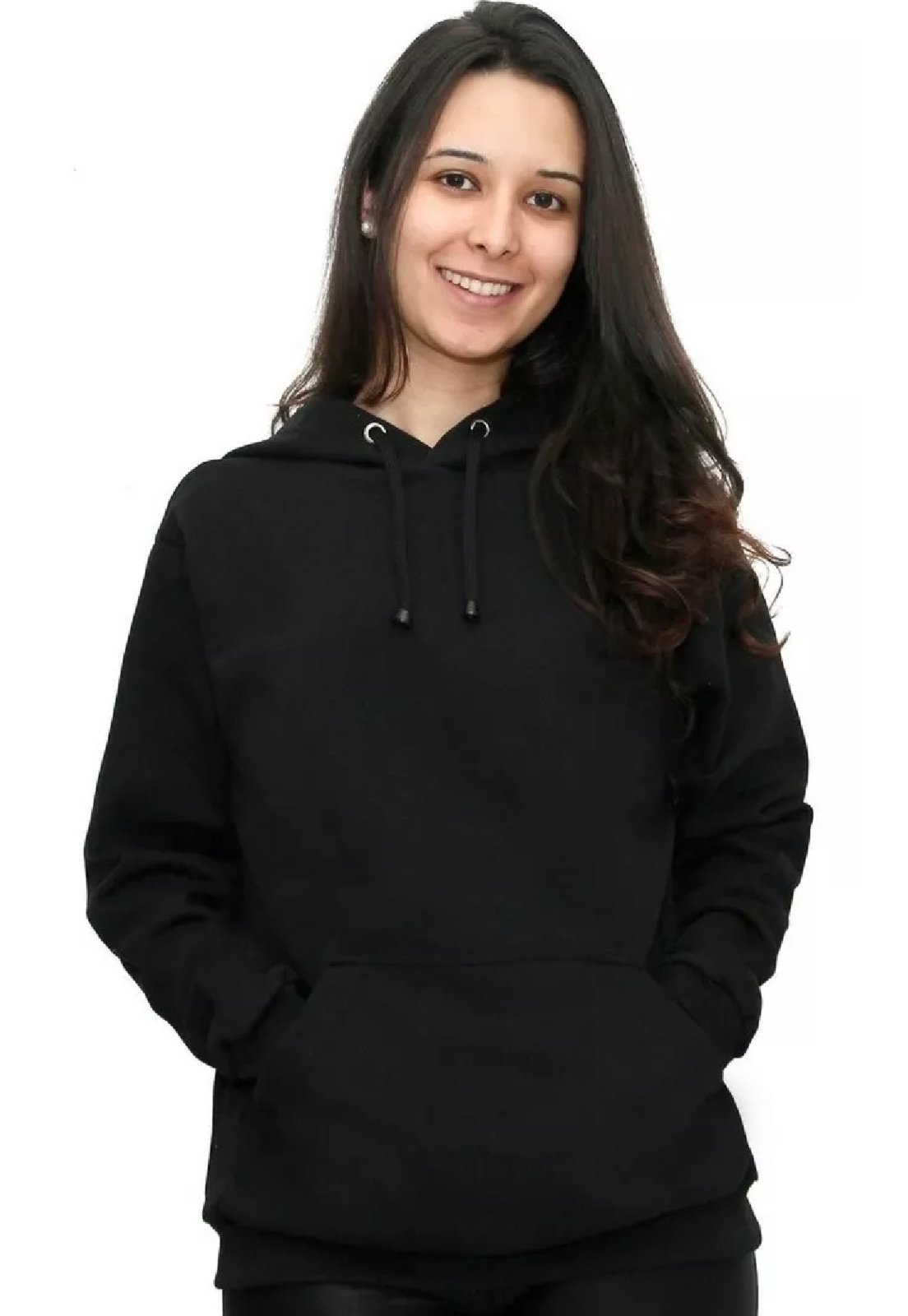 Moletom Flanelado Feminino Blusa de Frio Fechado Urbania Moleton Preto