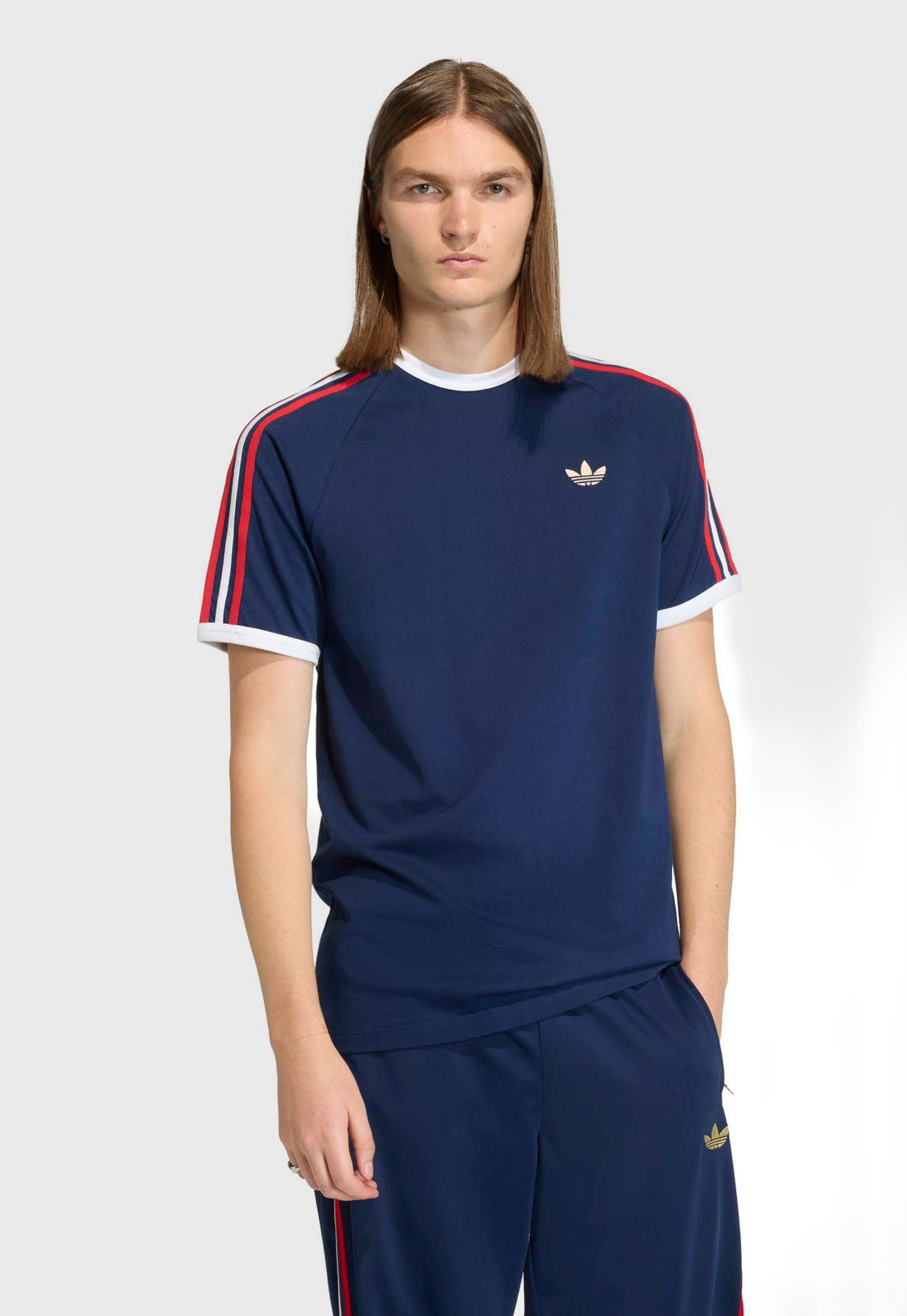 Camiseta Masculina Adidas Originals 3 Stripes Azul Marinho