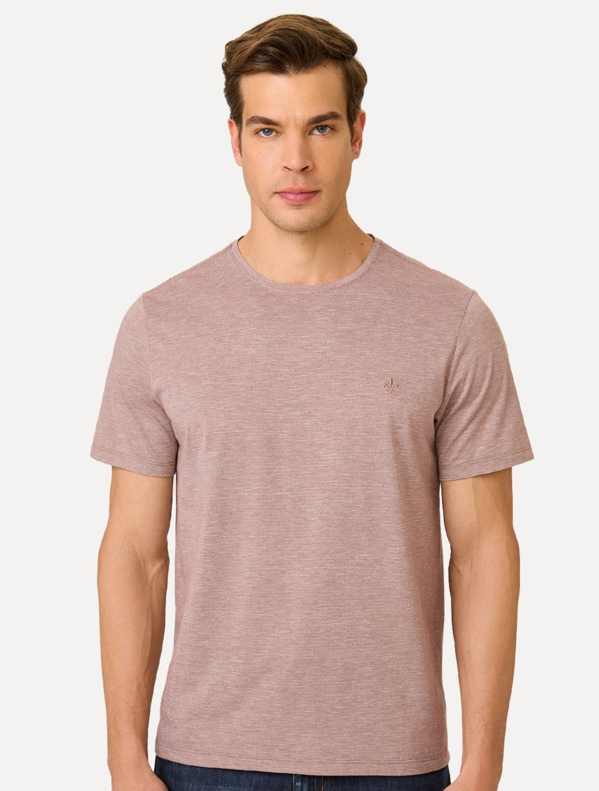 Camiseta Dudalina Masculina Mini Stripes Rosa Médio