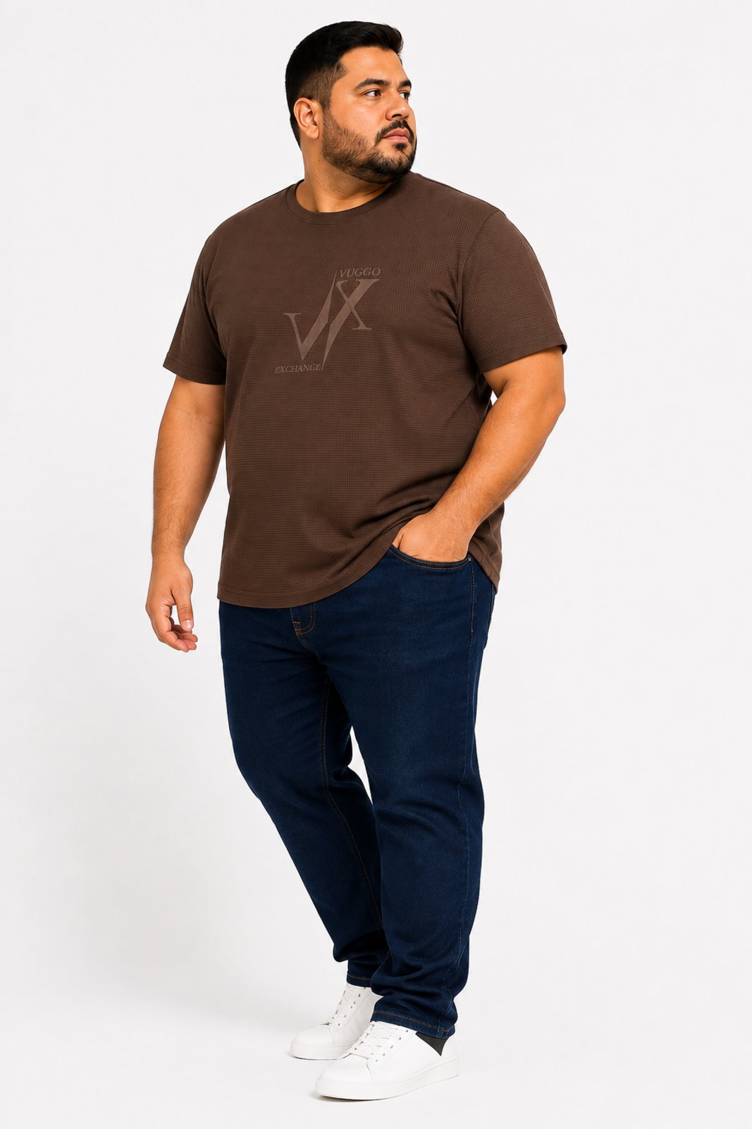 Camisa Masculina D Bell Outlet Fashion Básica Plus Size Marrom