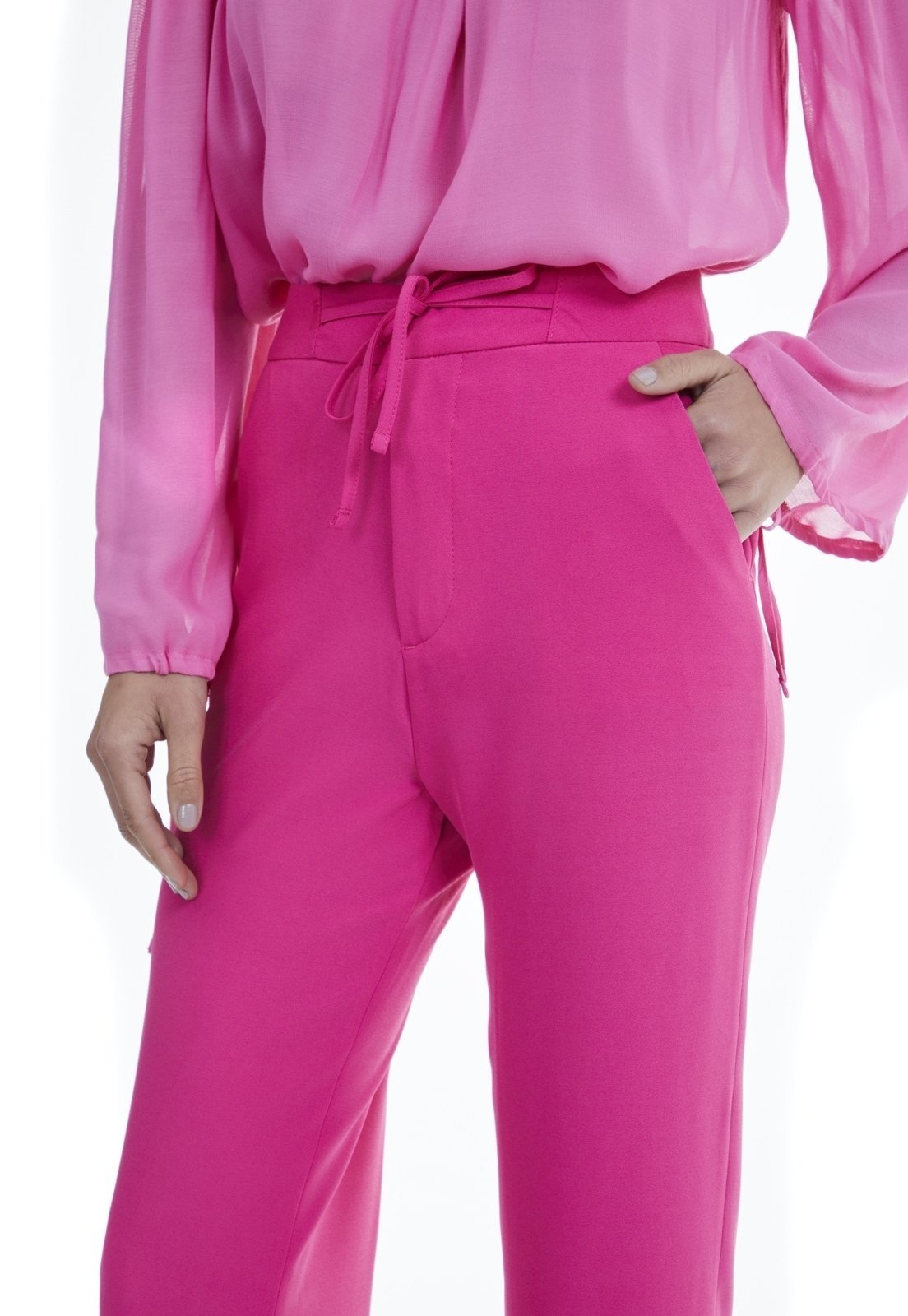 Calça Alfaiataria Traymon Cintura Alta Pink