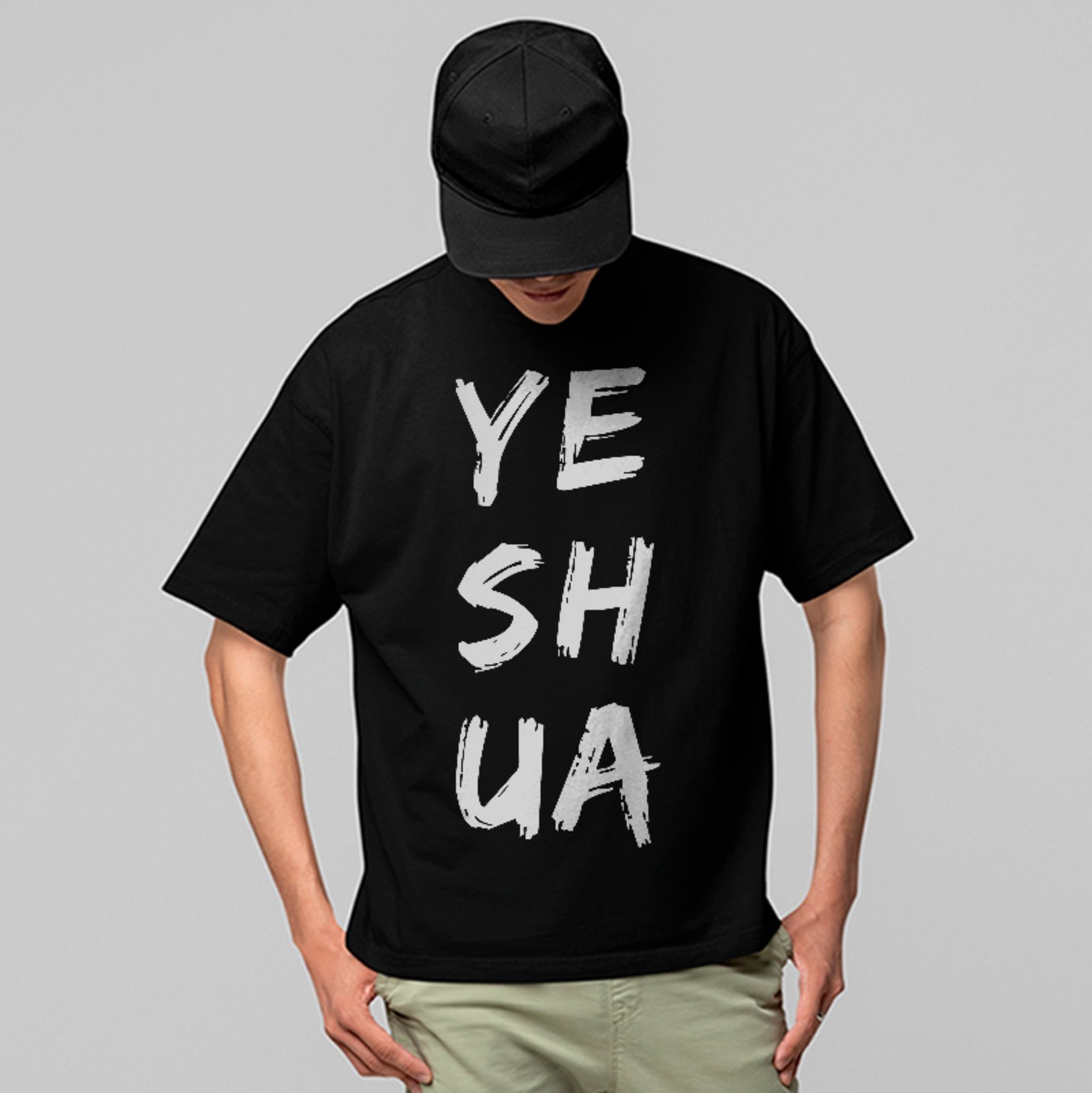Camiseta Oversized Yeshua Jesus Hebraico Gospel Style Preto