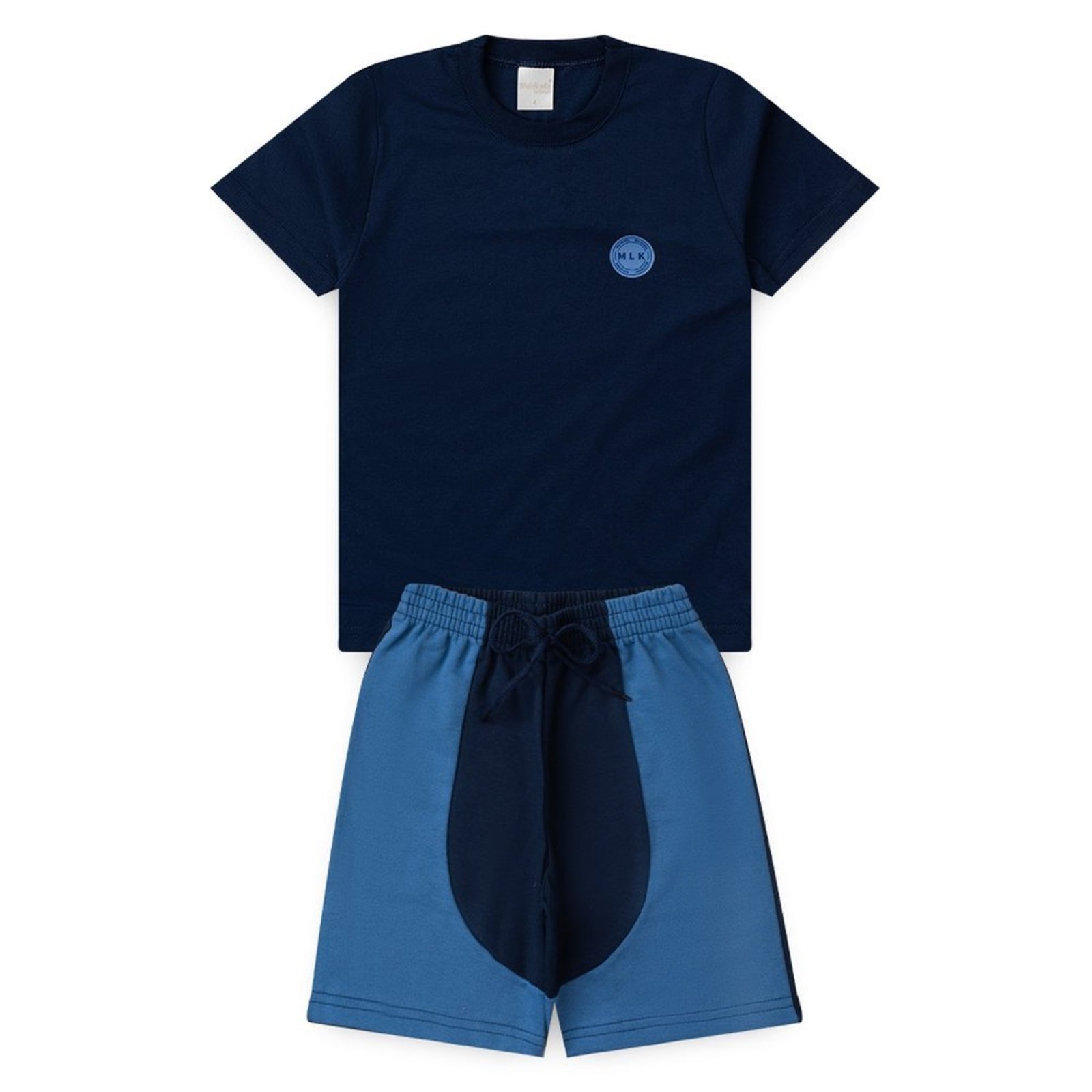 Infantil - Conjunto Verão Menino Marinho Camiseta e Bermuda com Cadarço MLK