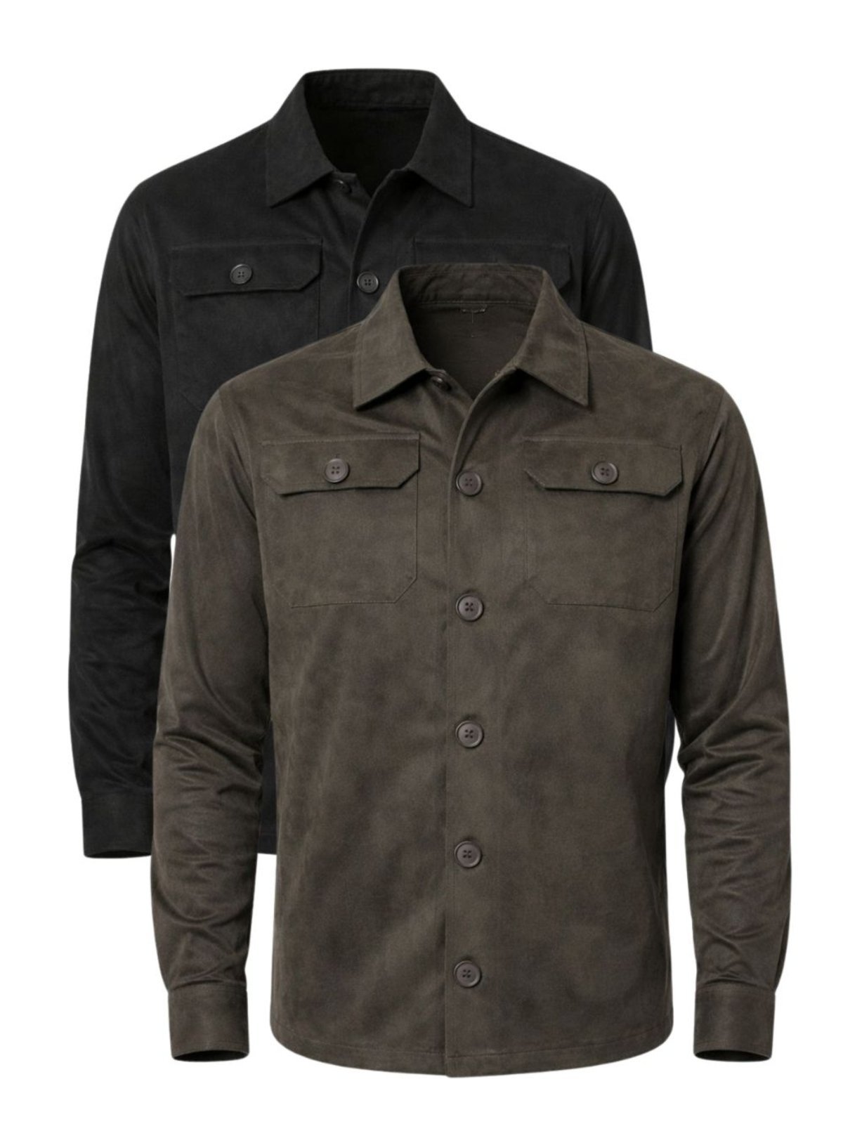 Kit 2 Camisas Masculina Suede Manga Longa Preto e Verde Crocker - 49615
