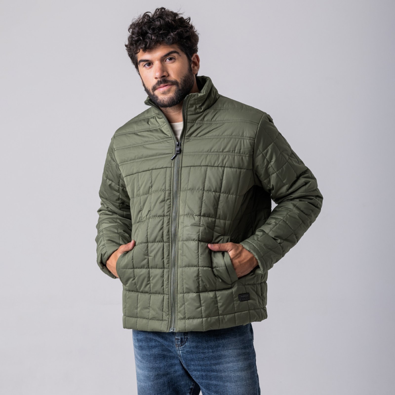 Jaqueta Puffer Masculina Rock e Soda Verde Militar