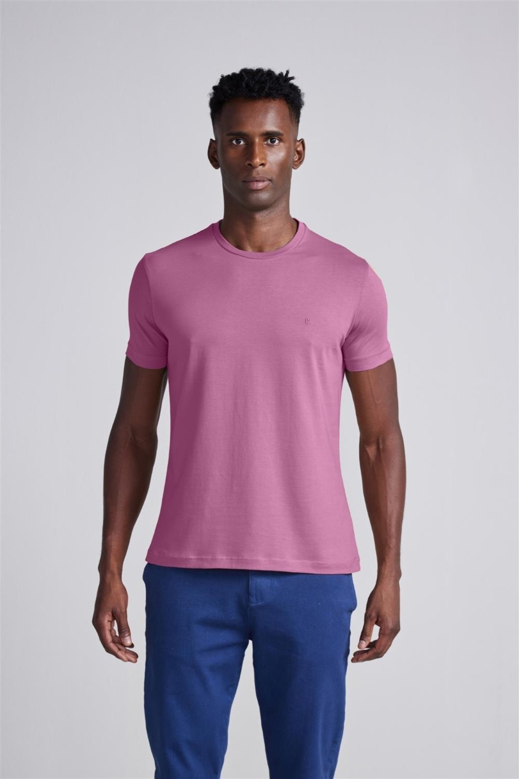 HIGHSTIL Camiseta Manga Curta Malha Básica Slim Fit - Rosa