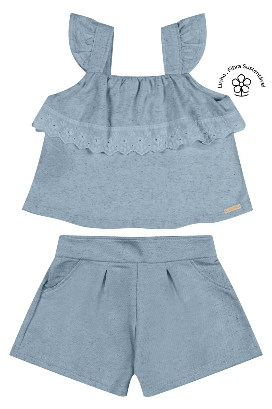 Infantil - Conjunto Menina Babado e Renda Colorittá Azul