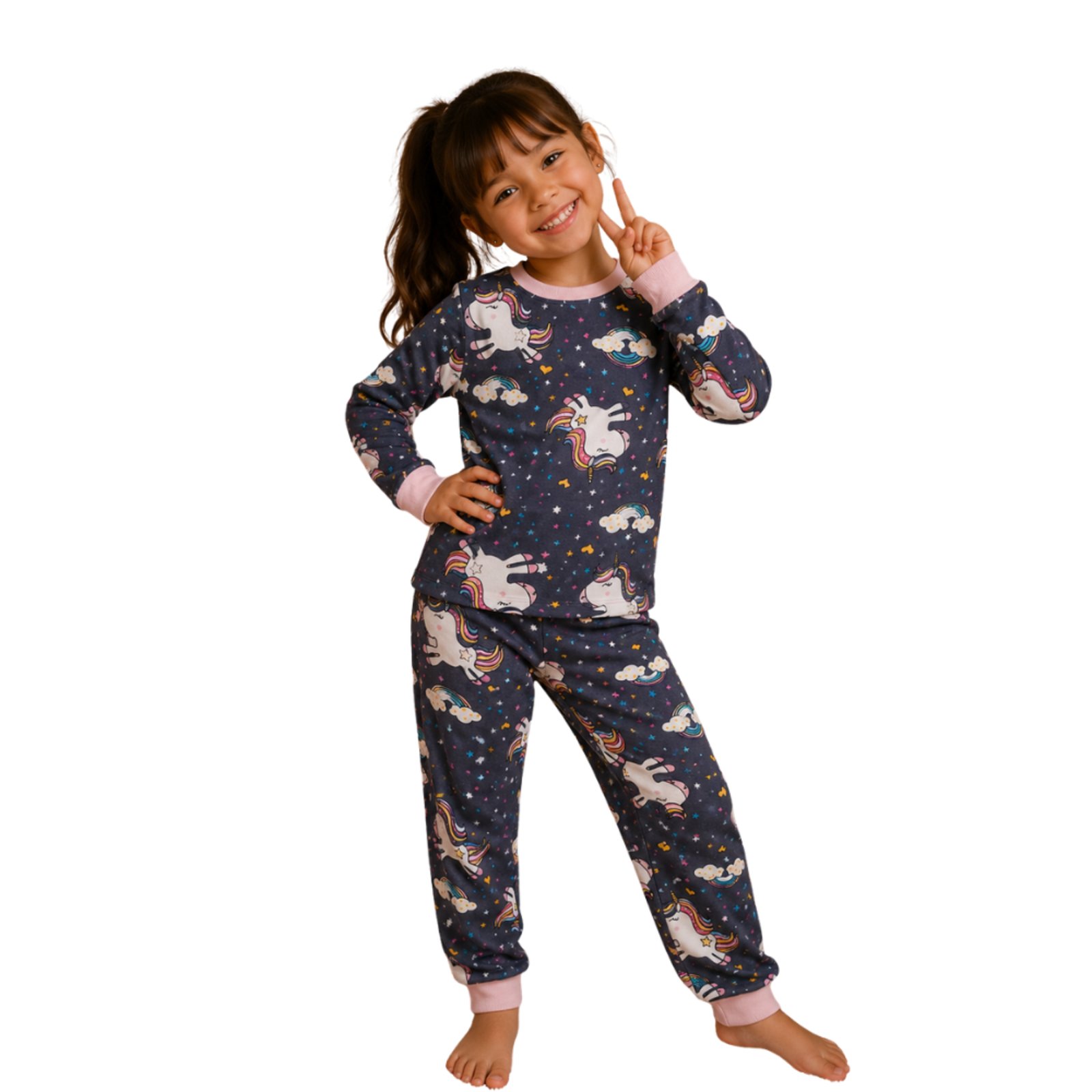 Conjunto Pijama Longo Fleece Peluciado Longo Menino Frio Inverno Menina
