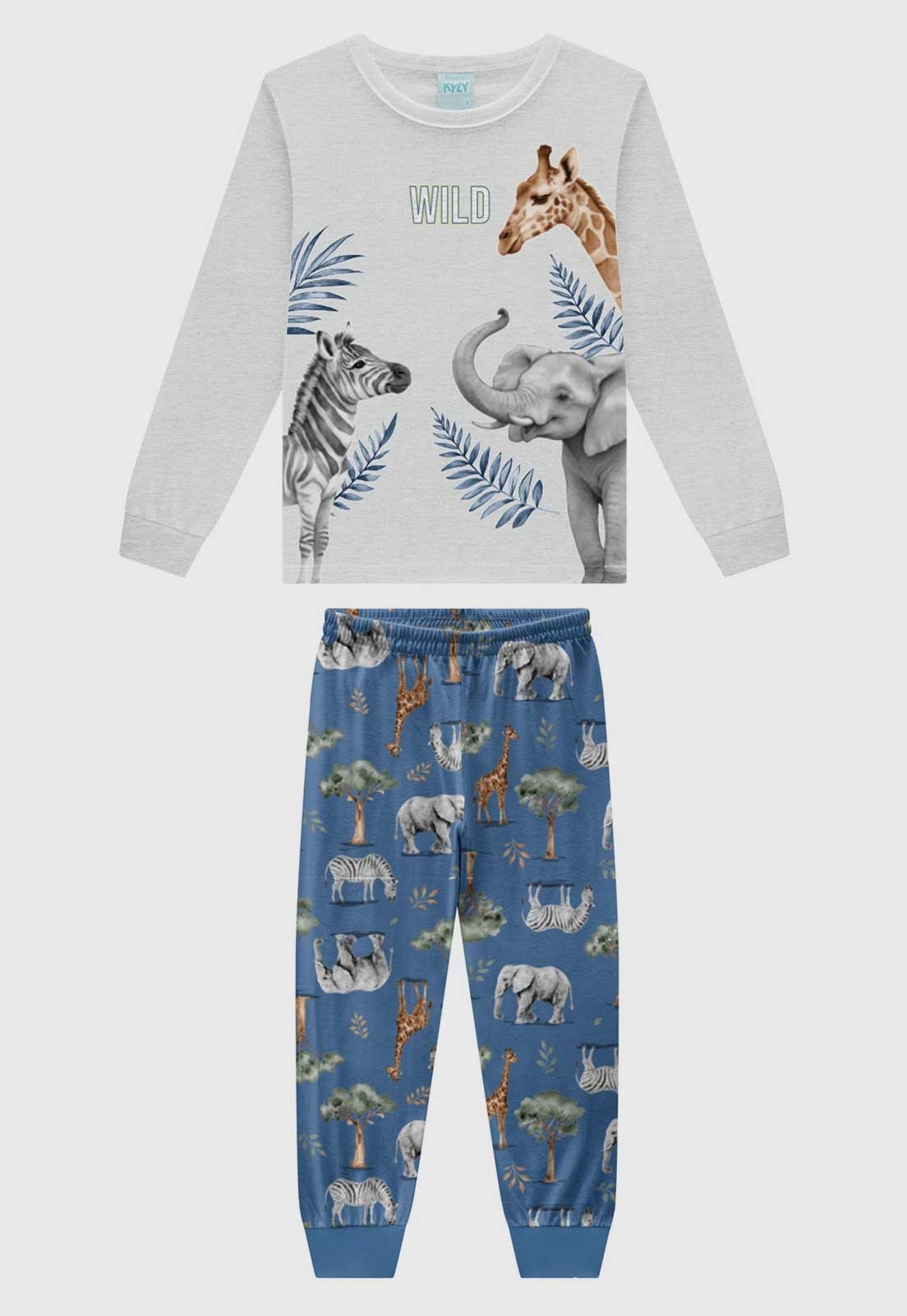 Conjunto Pijama Kyly Estampa Animais Cinza