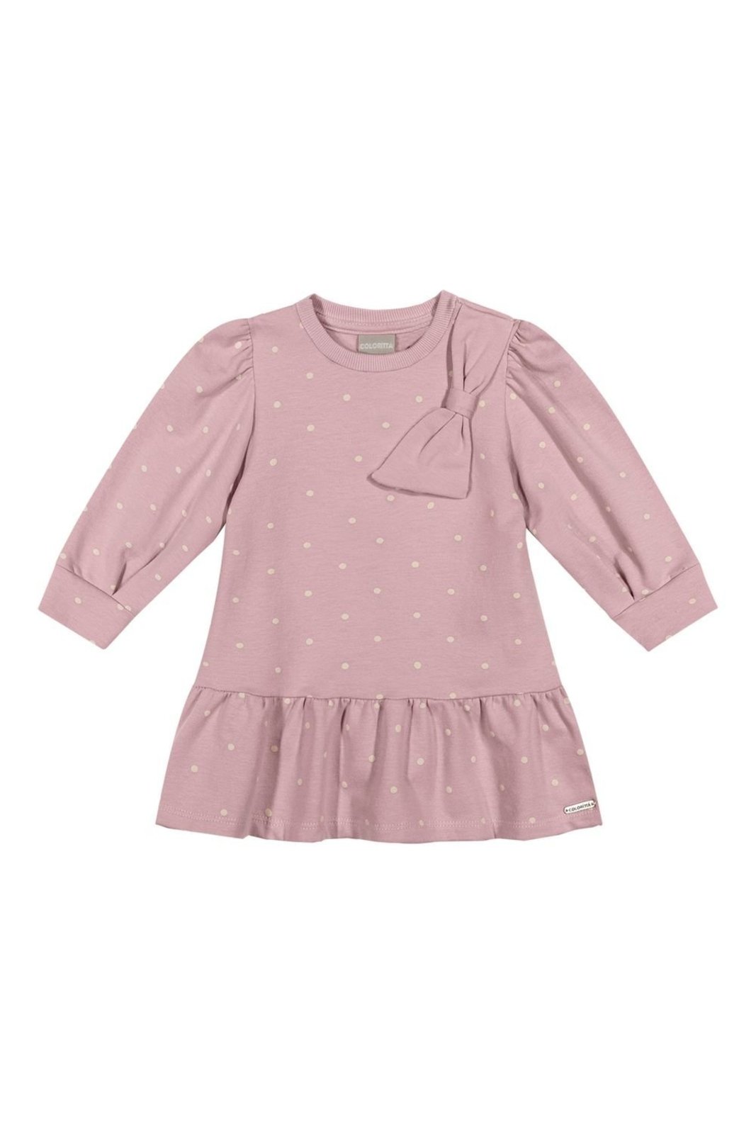 Infantil - Vestido Menina Poá Com Laço Colorittá Rosa