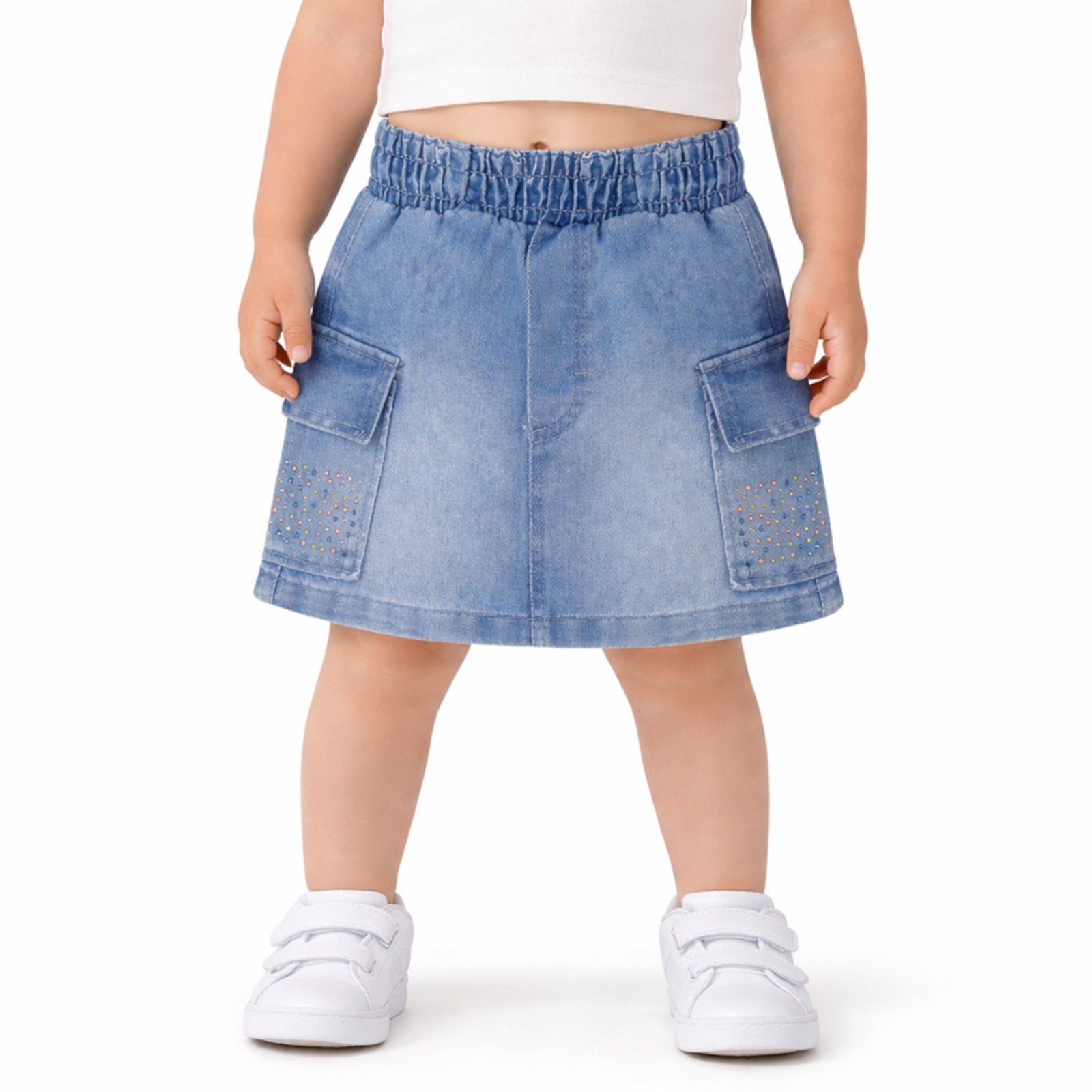 Vista 2 Infantil - Saia Look Jeans Cargo Jeans azul Look Jeans azul