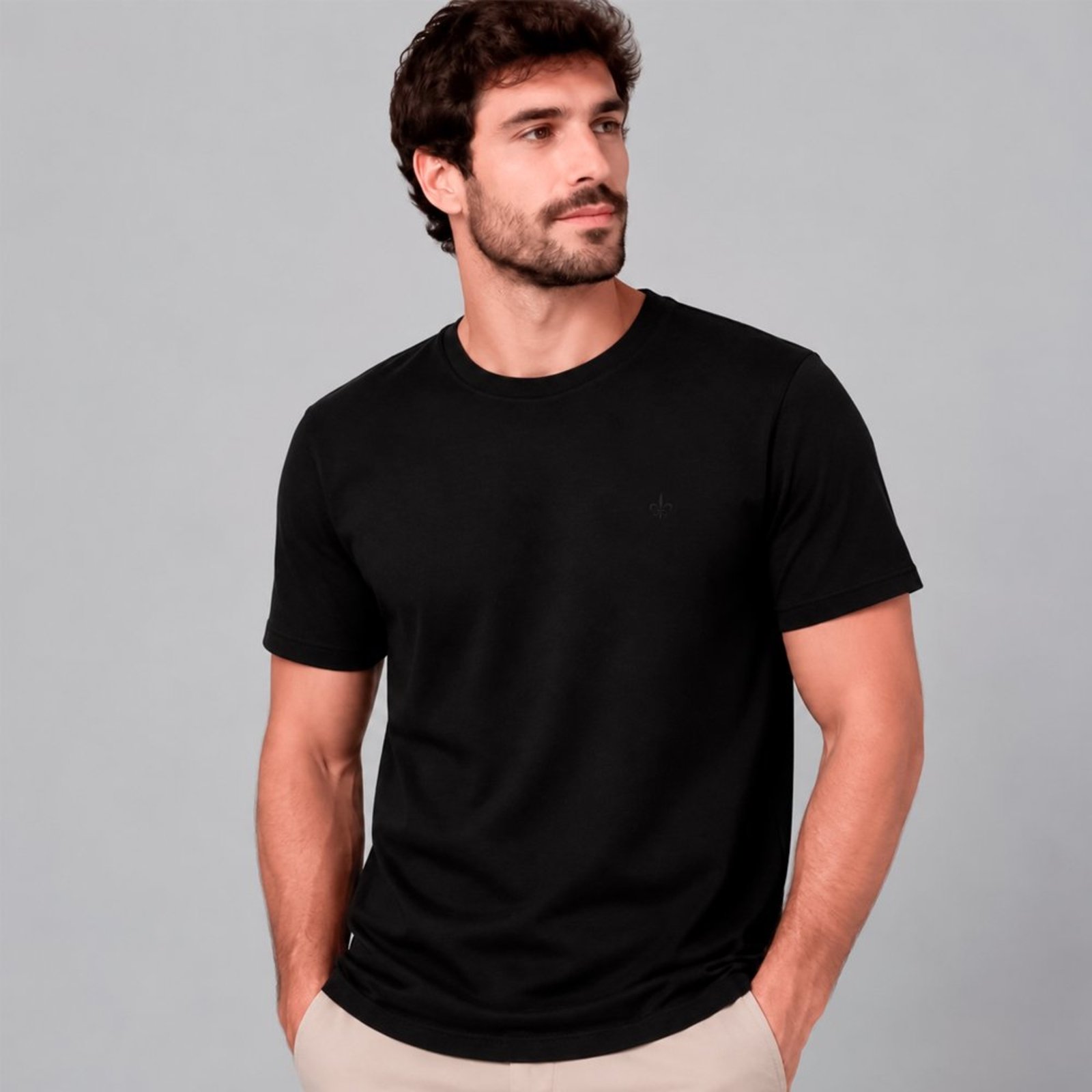 Camiseta Dudalina Cotton Flex Ve27 Preto Masculino