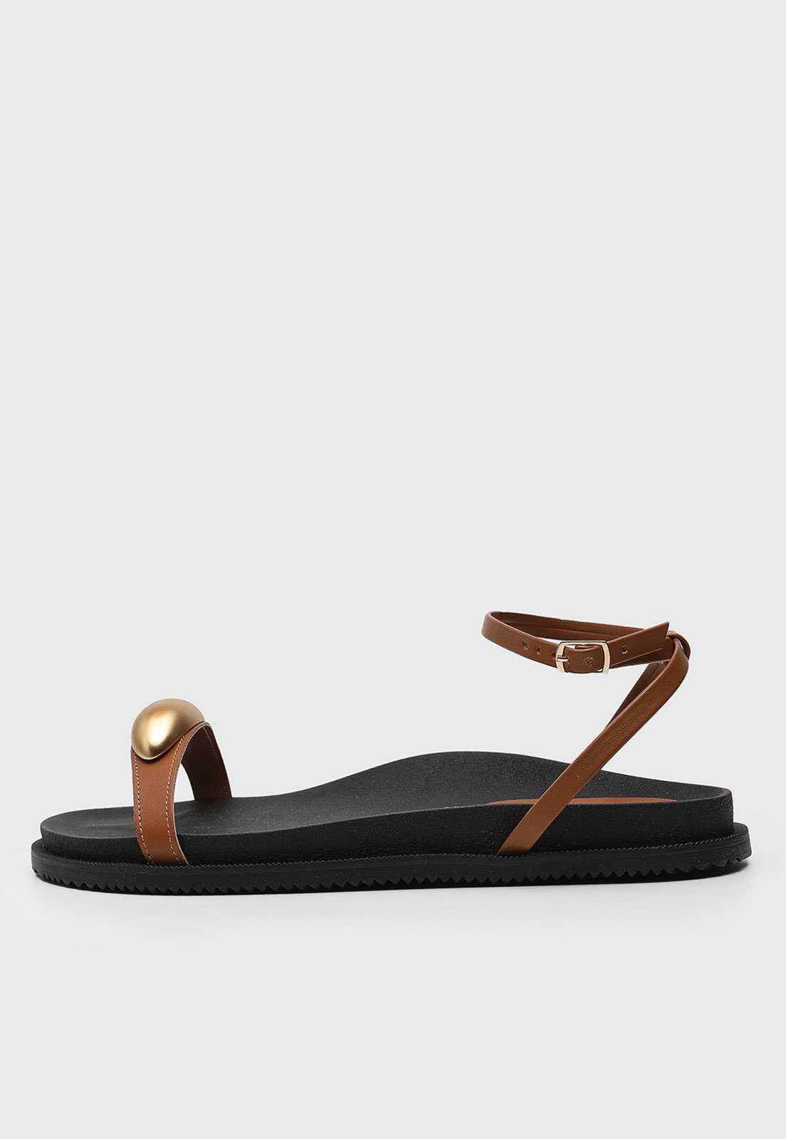 Rasteira Dafiti Shoes Aplicação Caramelo