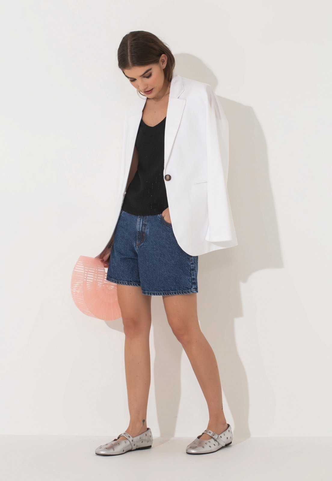 Shorts Jeans Traymon Cintura Alta Azul