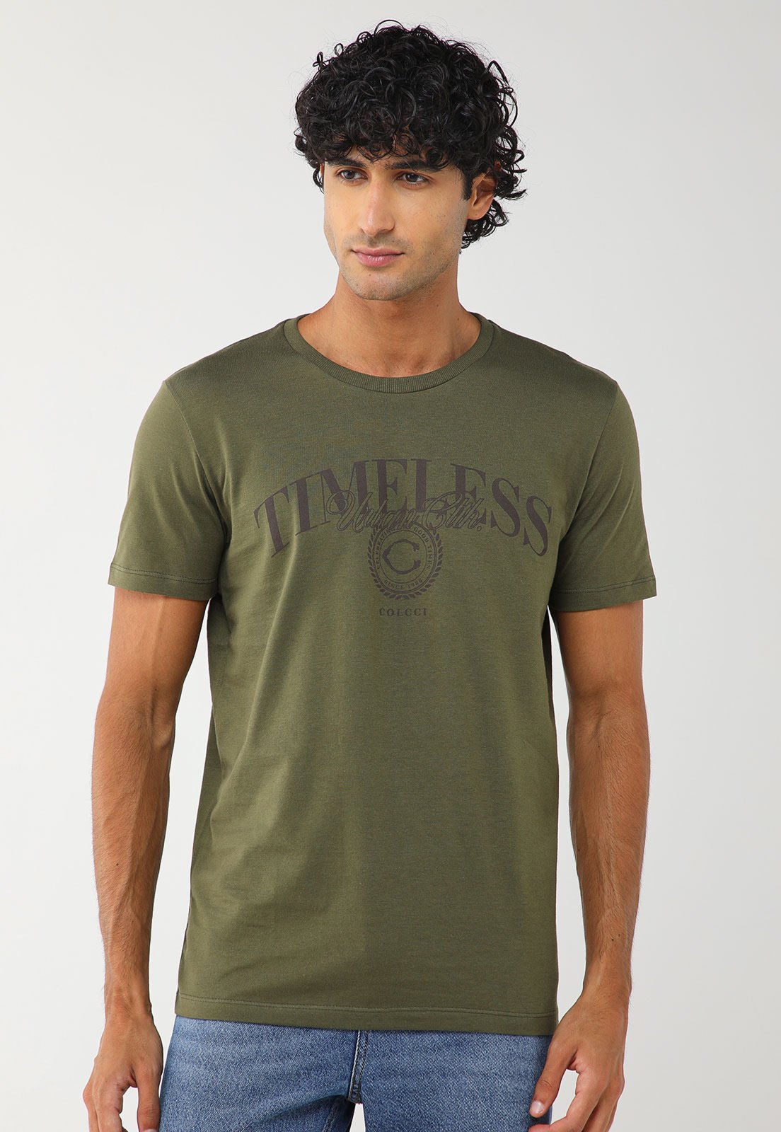 Camiseta Masculina Colcci Estampa Timeless Verde Militar
