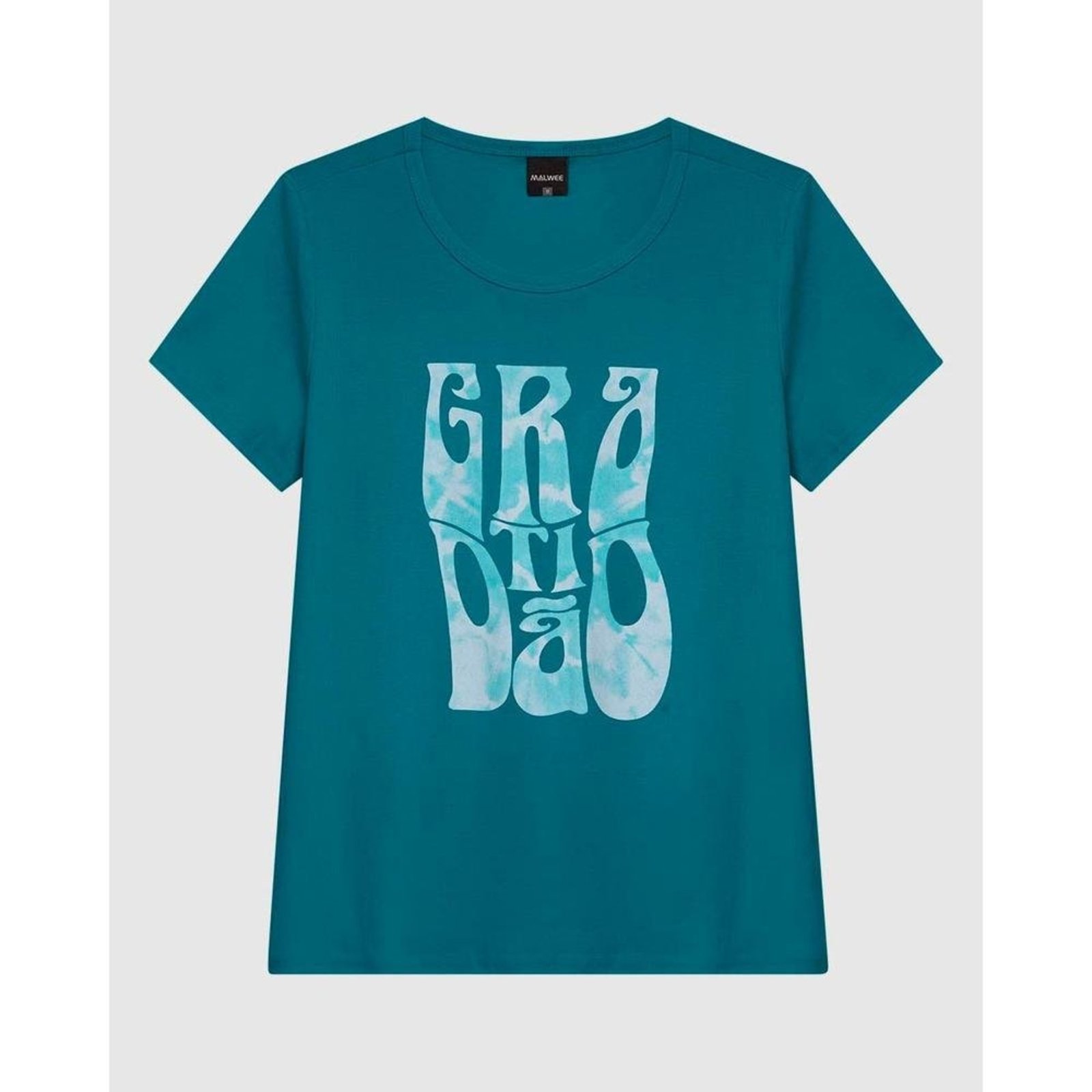 Camiseta Feminina Manga Curta Estampa Frontal Em Malha Algodão