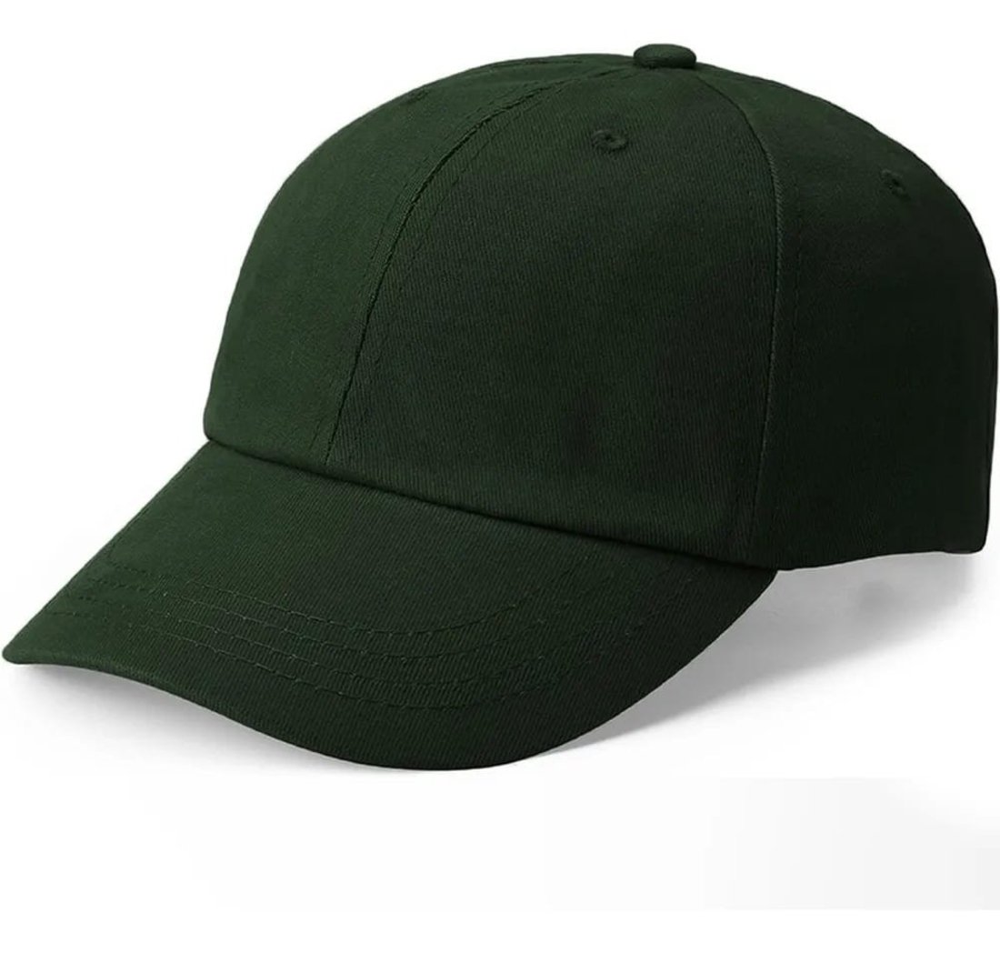 Boné Estilo Baseball Algodão Aba Curva Ajustável Liso Unissex - Verde Escuro
