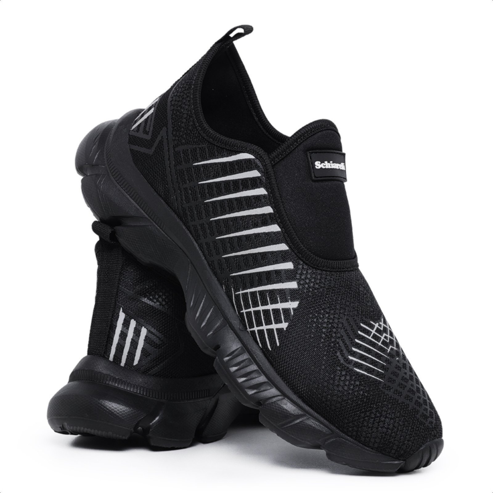 Tênis Masculino Esportivo Academia Caminhada Macio Leve Confortável Sch 545 Preto Sola Preta