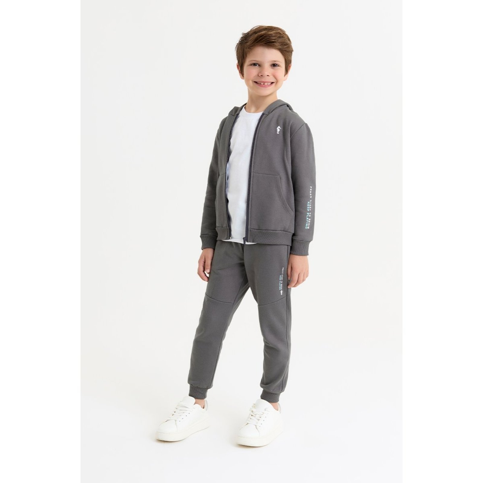 Infantil - Conjunto Masculino com Jaqueta e Calça em Moletom Confortável