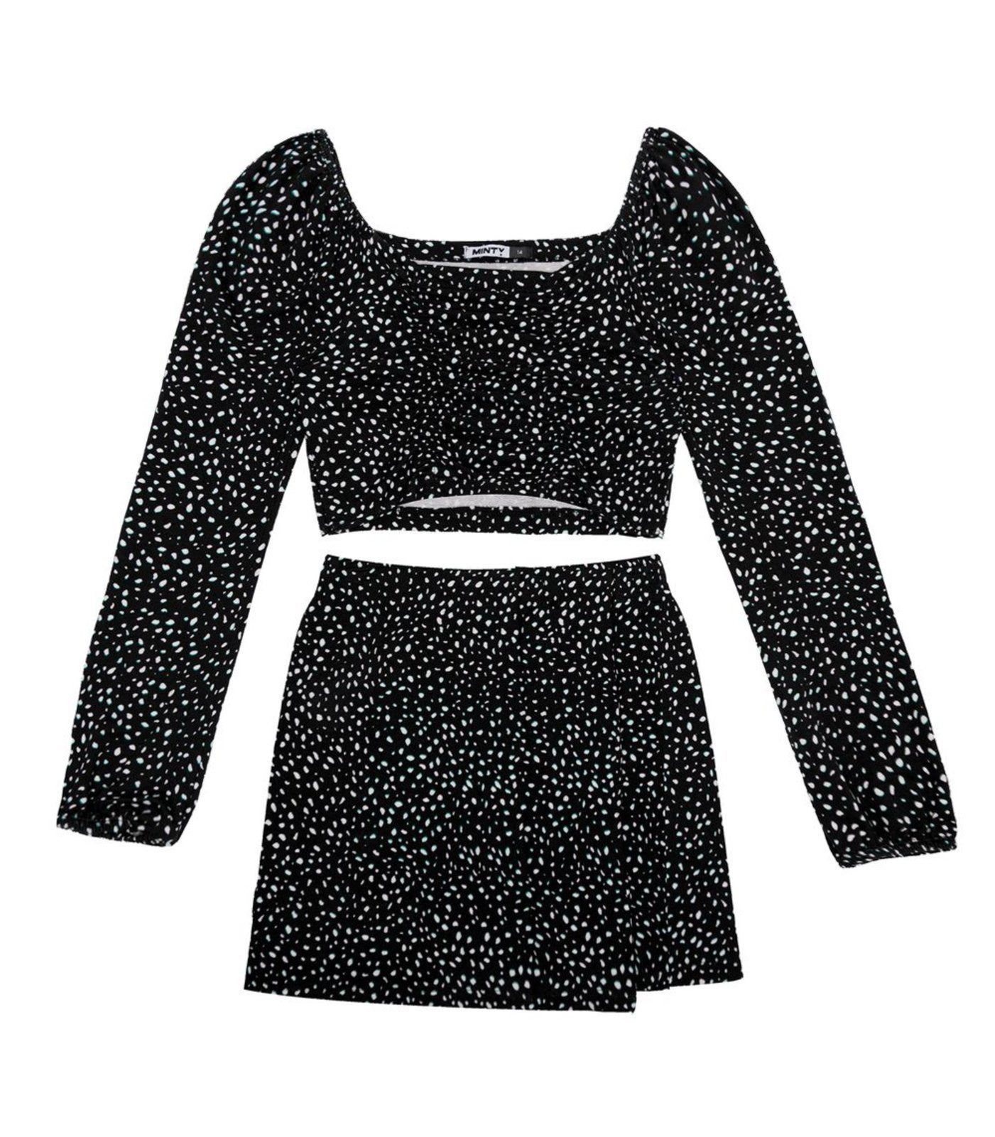 Infantil - Conjunto Juvenil Feminino Blusa Com Saia Minty Preto