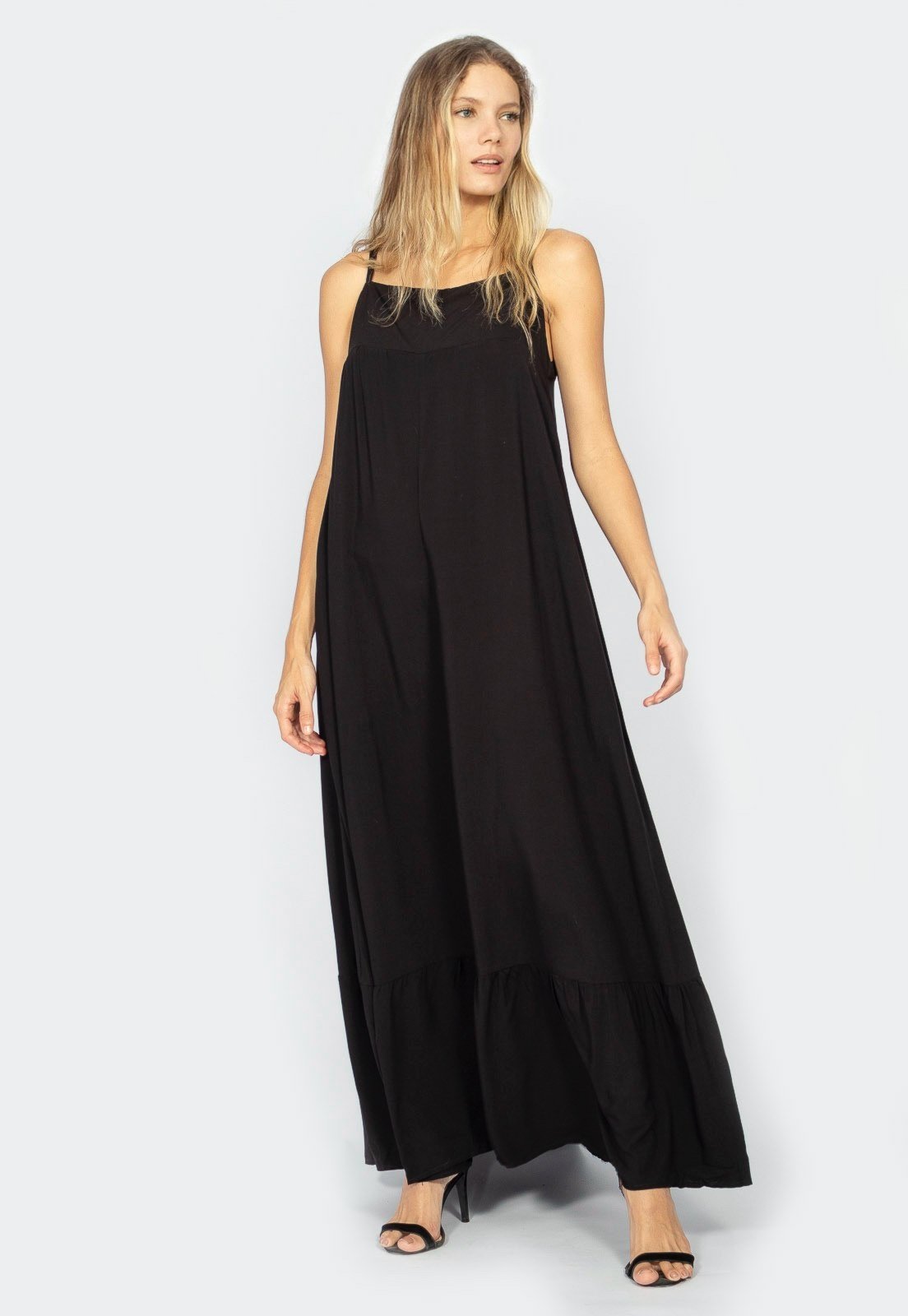 Vista 3 Vestido Longo Jataí Trapézio Amazonia Vital Viscose o Amazonia Vital preto