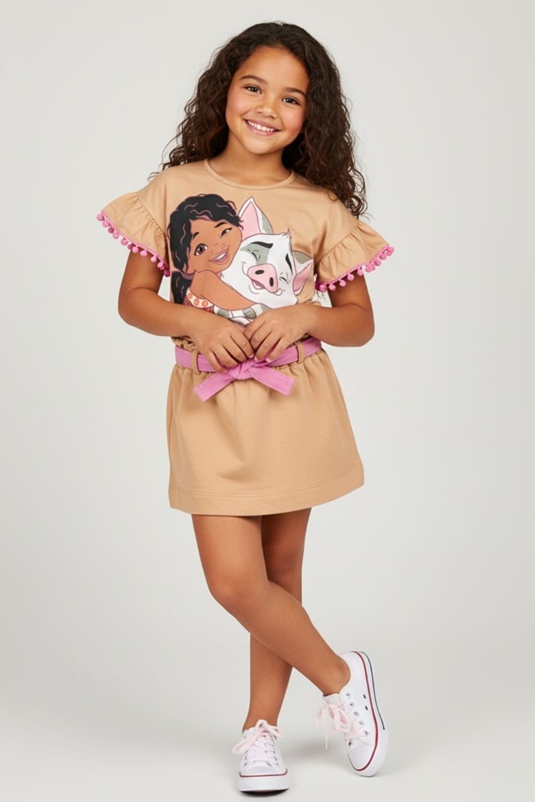 Infantil - Conjunto Disney Feminino Blusa e Saia Moana - Marrom