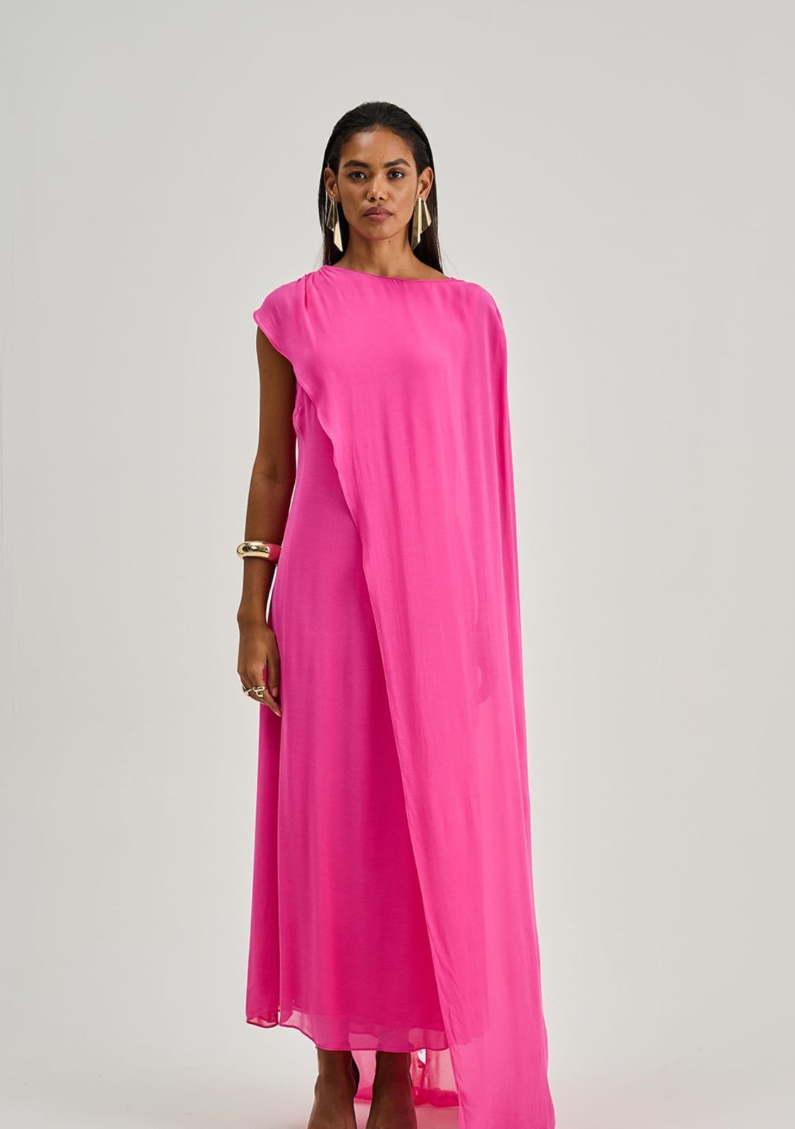 Vista 3 Vestido Iódice Ajustado Decote Careca Sem Manga Midi vermelho IÓDICE vermelho