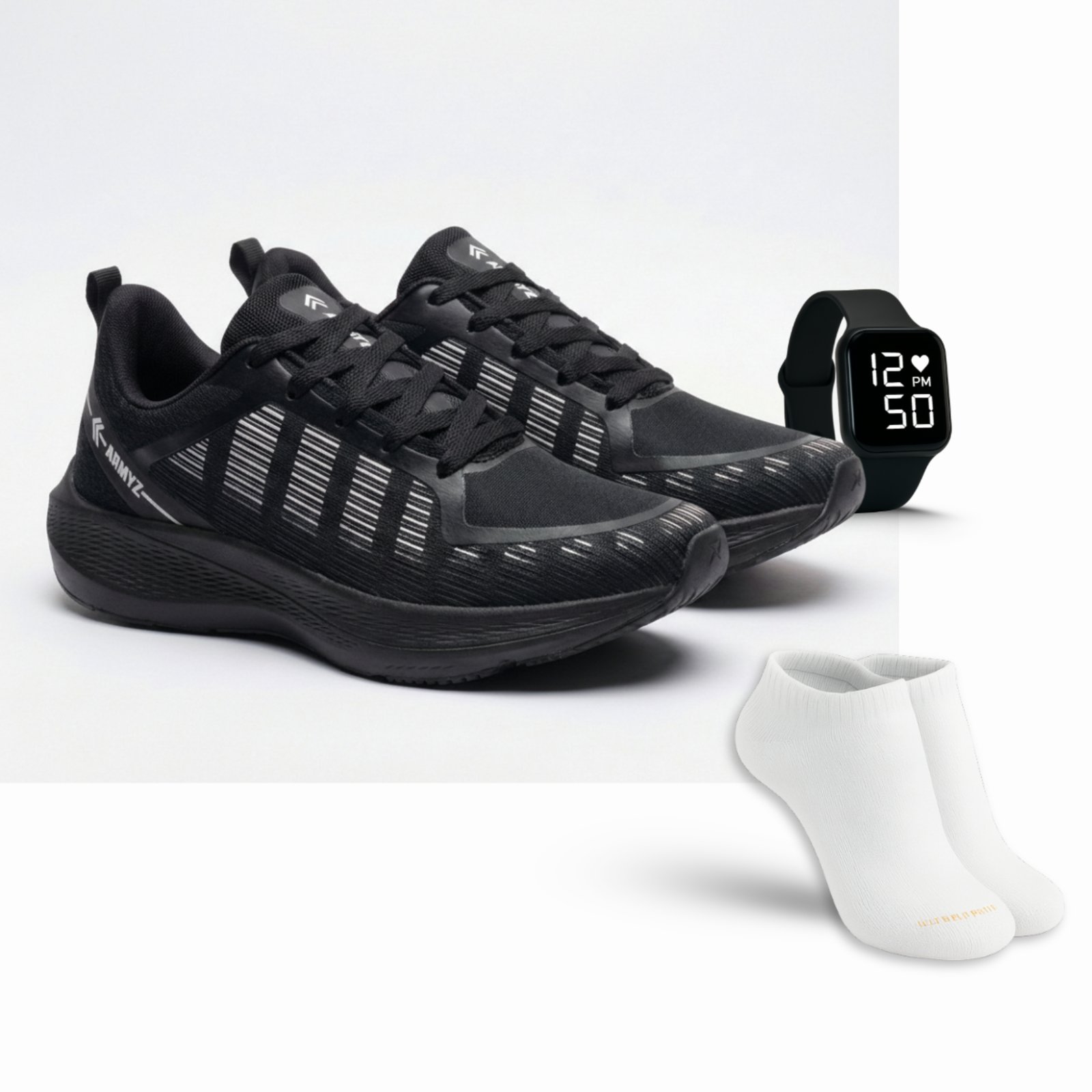 Tênis Esportivo Leve Respirável + Relógio Digital + Meia Kit