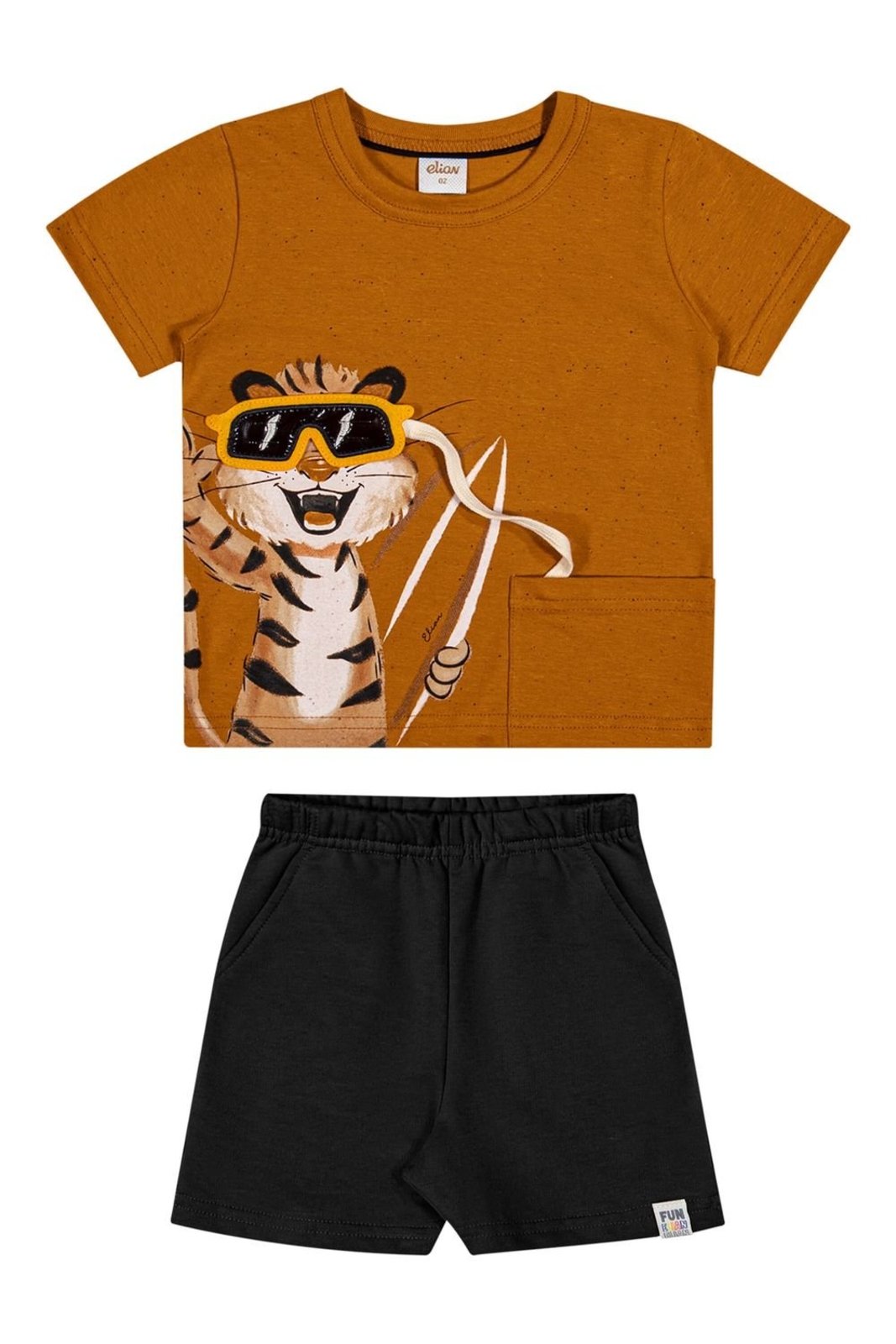Vista 2 Infantil - Conjunto Menino Tigre Interativo Elian verde Elian verde